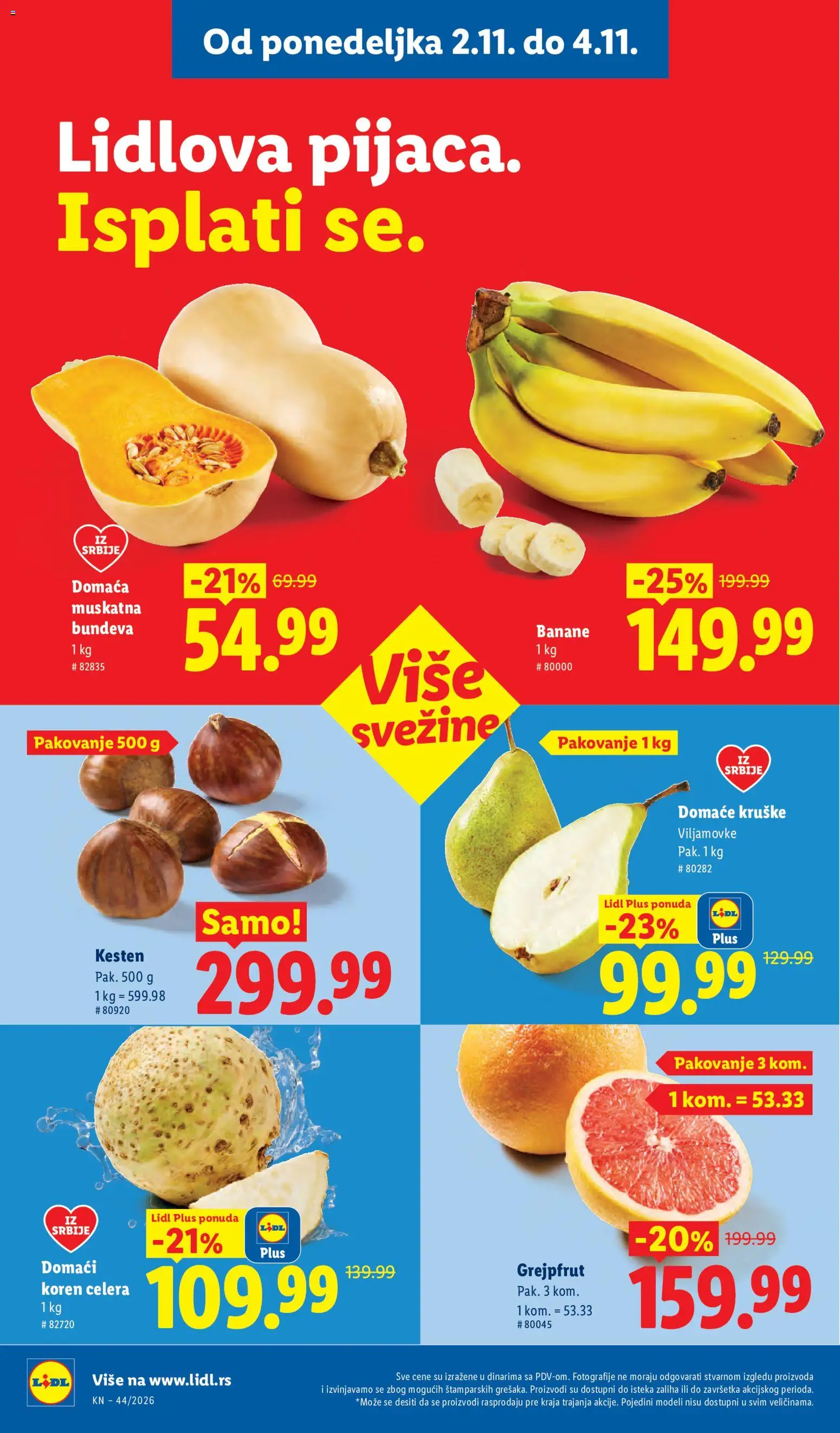 Lidl katalog - važi od 29.10.2026 | Strana: 104 | Proizvode: Kruške, Pakovanje, Bundeva, Banane