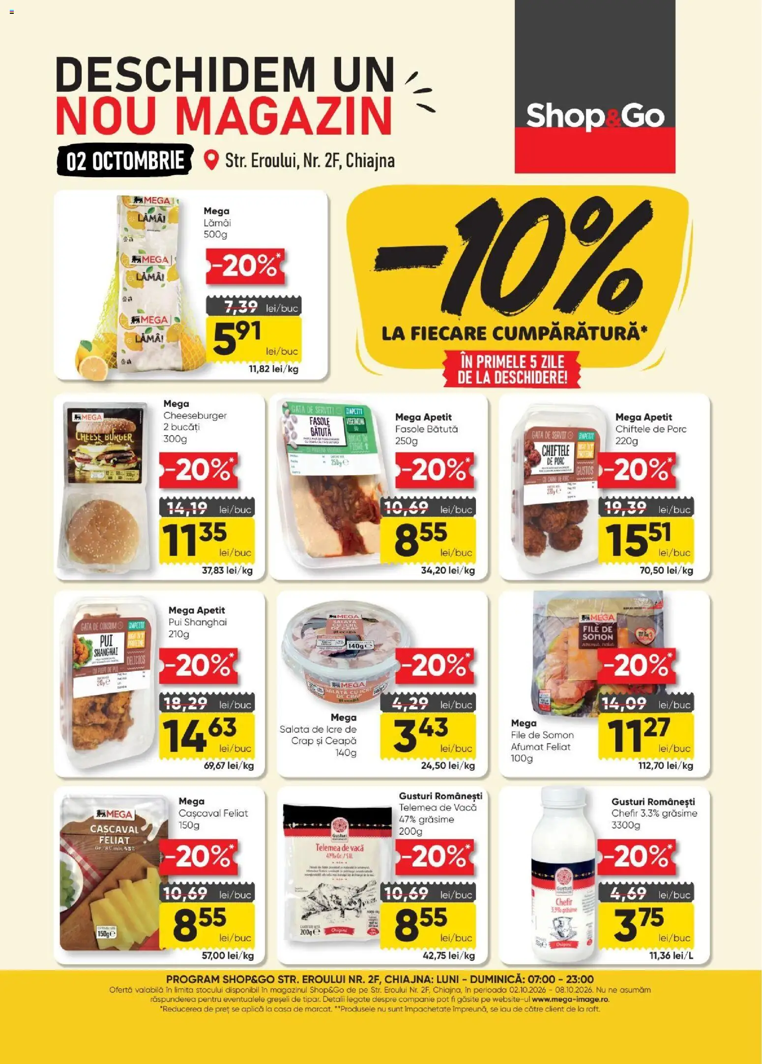Noul catalog Mega Image – valabil de la 02.10.2026 | Pagină: 1 | Produse: Aplică, Cașcaval, Somon, Salată