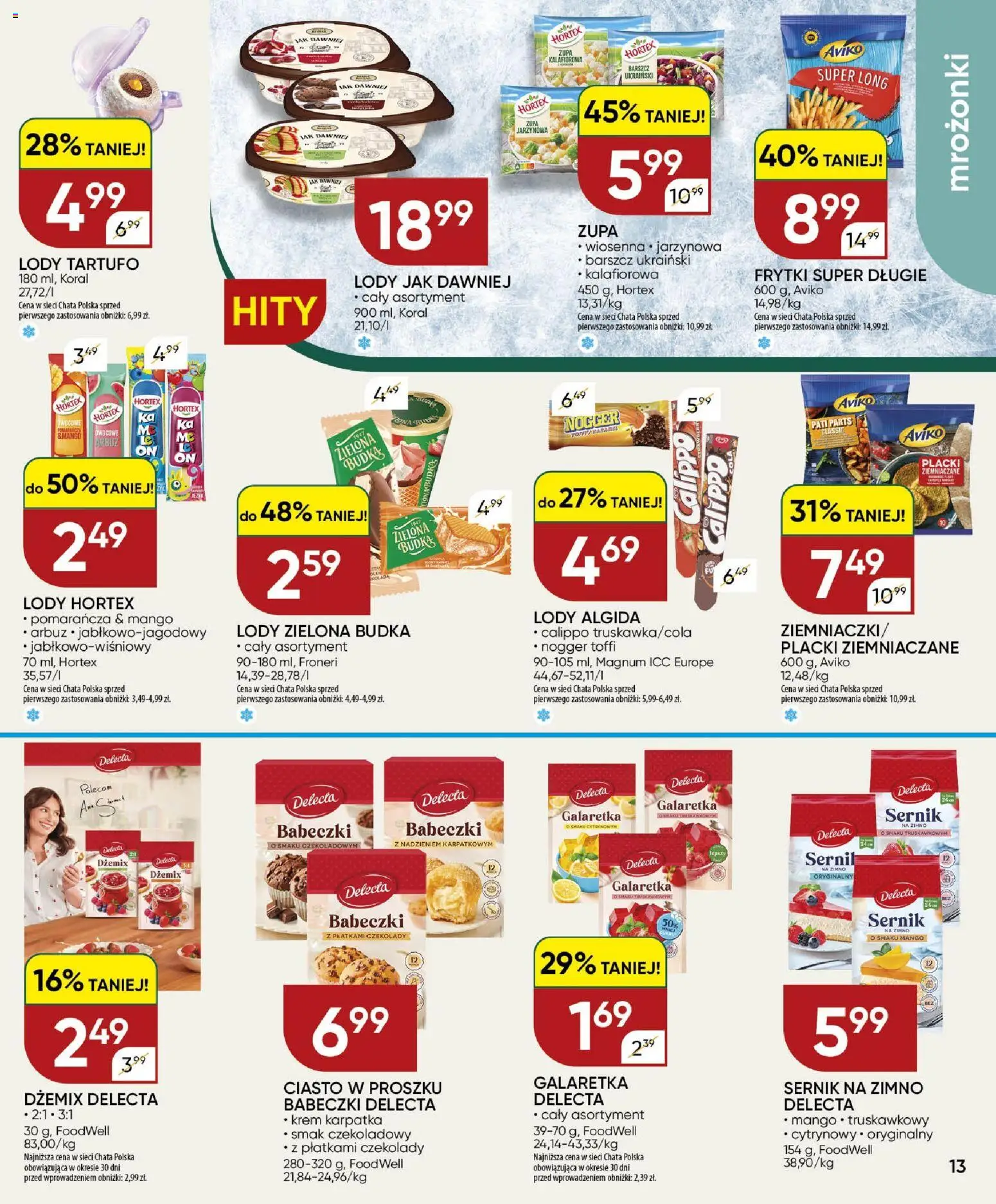 Chata Polska gazetka od 18.06.2026 | Strona: 13 | Produkty: Zupa, Babeczki, Frytki, Krem