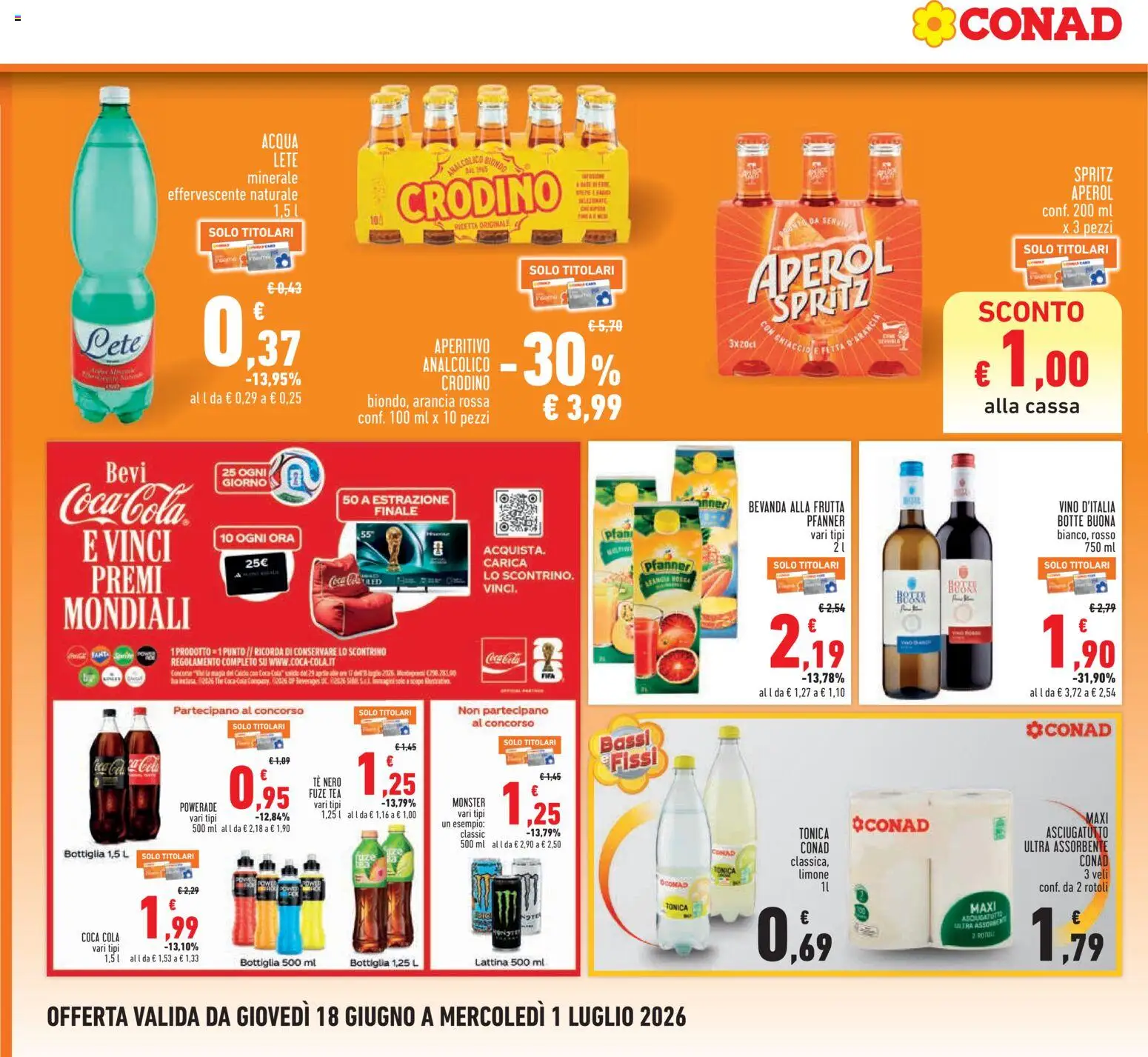 Volantino Conad del 18.06.2026 | Pagina: 18 | Prodotti: Acqua Lete, Tè, Acqua, Vino