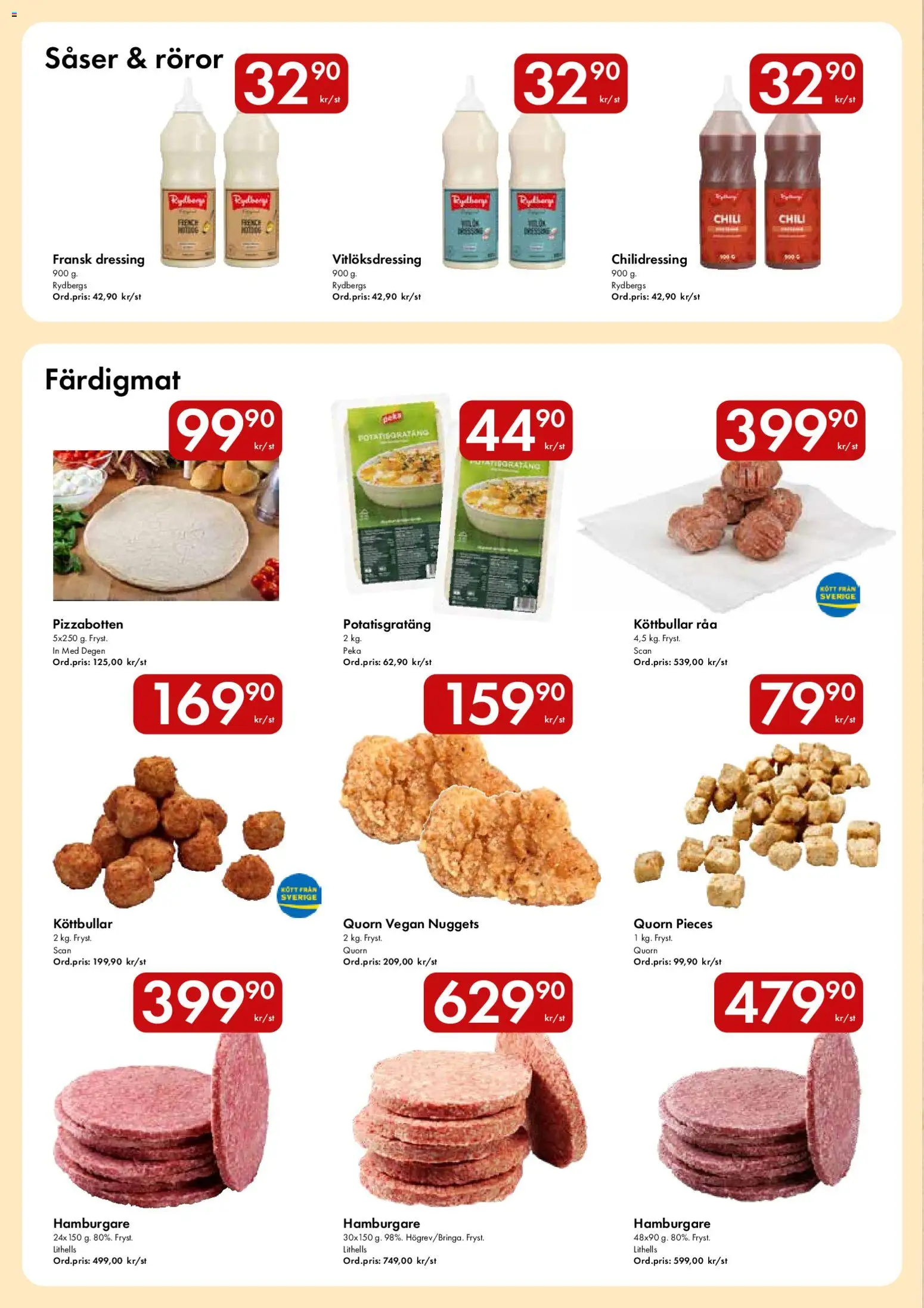 Snabbgross reklamblad aktuell från 24/08/2026 | Sida: 8 | Produkter: Dressing, Köttbullar, Hamburgare, Chili