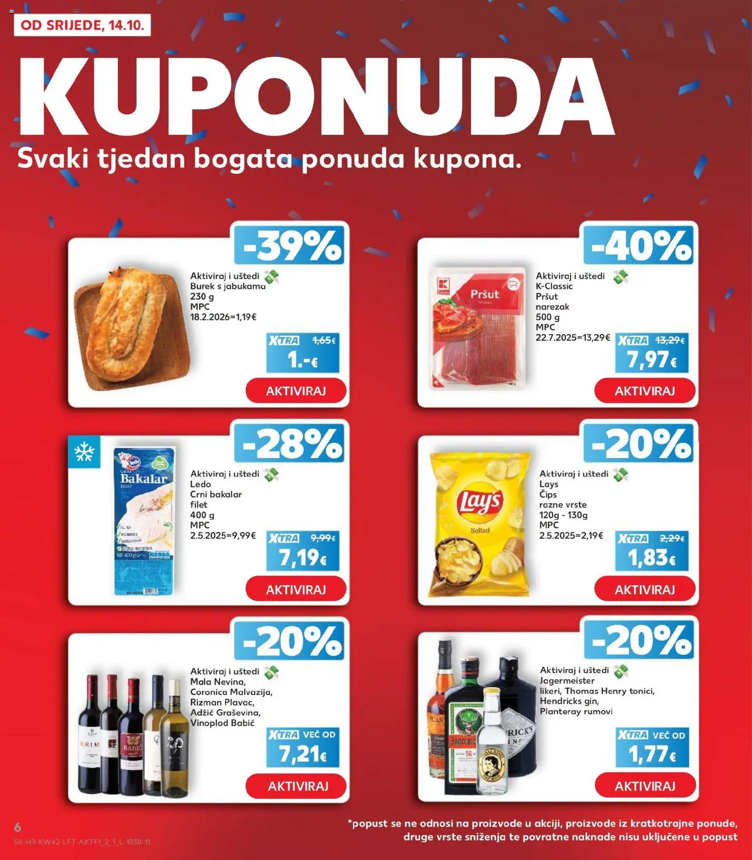 Kaufland katalog | vrijedi od 14.10.2026 | Stranica: 6 | Proizvodi: Jägermeister, Narezak, Burek, Bakalar