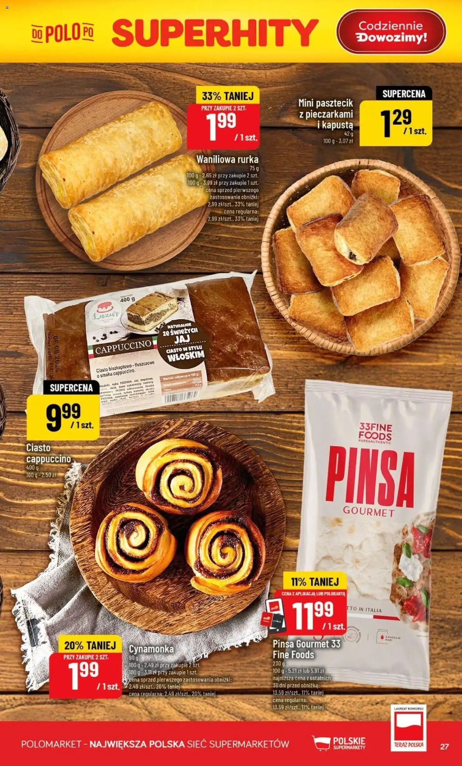 Nowa POLOmarket gazetka od jutra 19.08.2026 | Strona: 27 | Produkty: Kapusta, Ciasto, Cappuccino, Pinsa