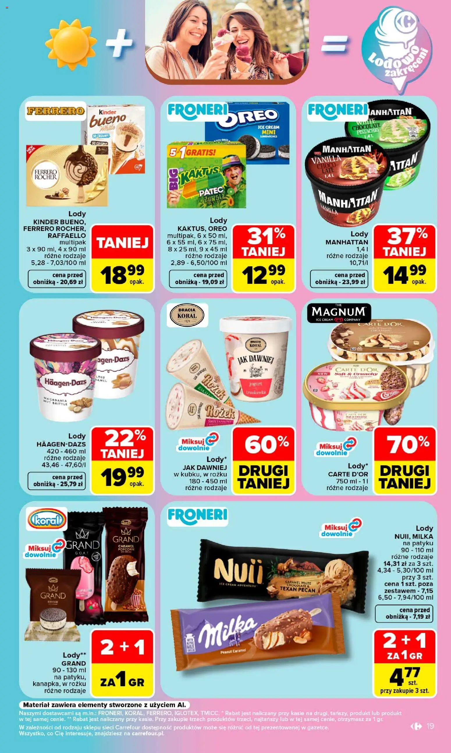 Carrefour gazetka od 24.08.2026 | Strona: 21 | Produkty: Carte D'or, Kinder Bueno, Jogurt, Lody