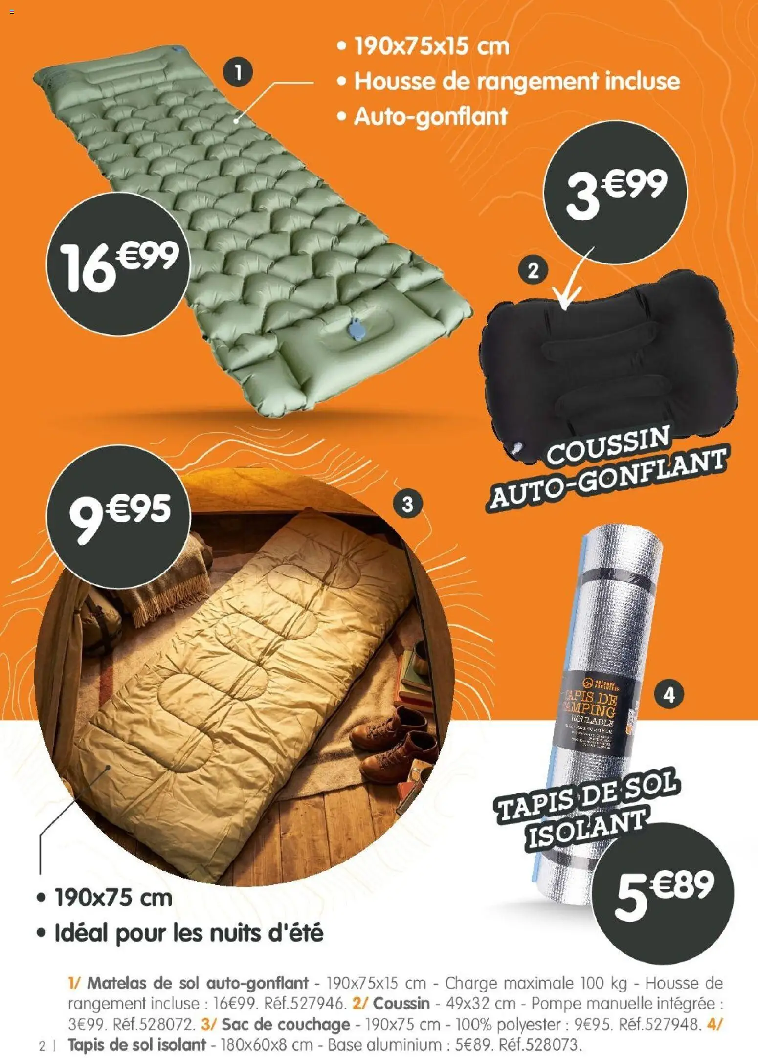 {H1} | Page: 2 | Produits: Sac, Sac de couchage, Matelas, Tapis