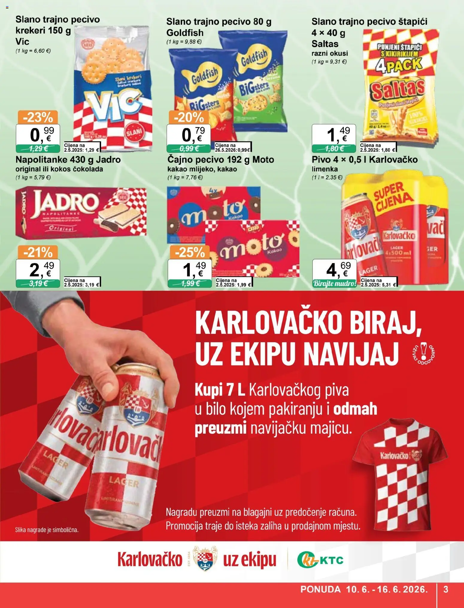 KTC katalog | vrijedi od 10.06.2026 | Stranica: 3 | Proizvodi: Pivo, Napolitanke, Krekeri, Kakao