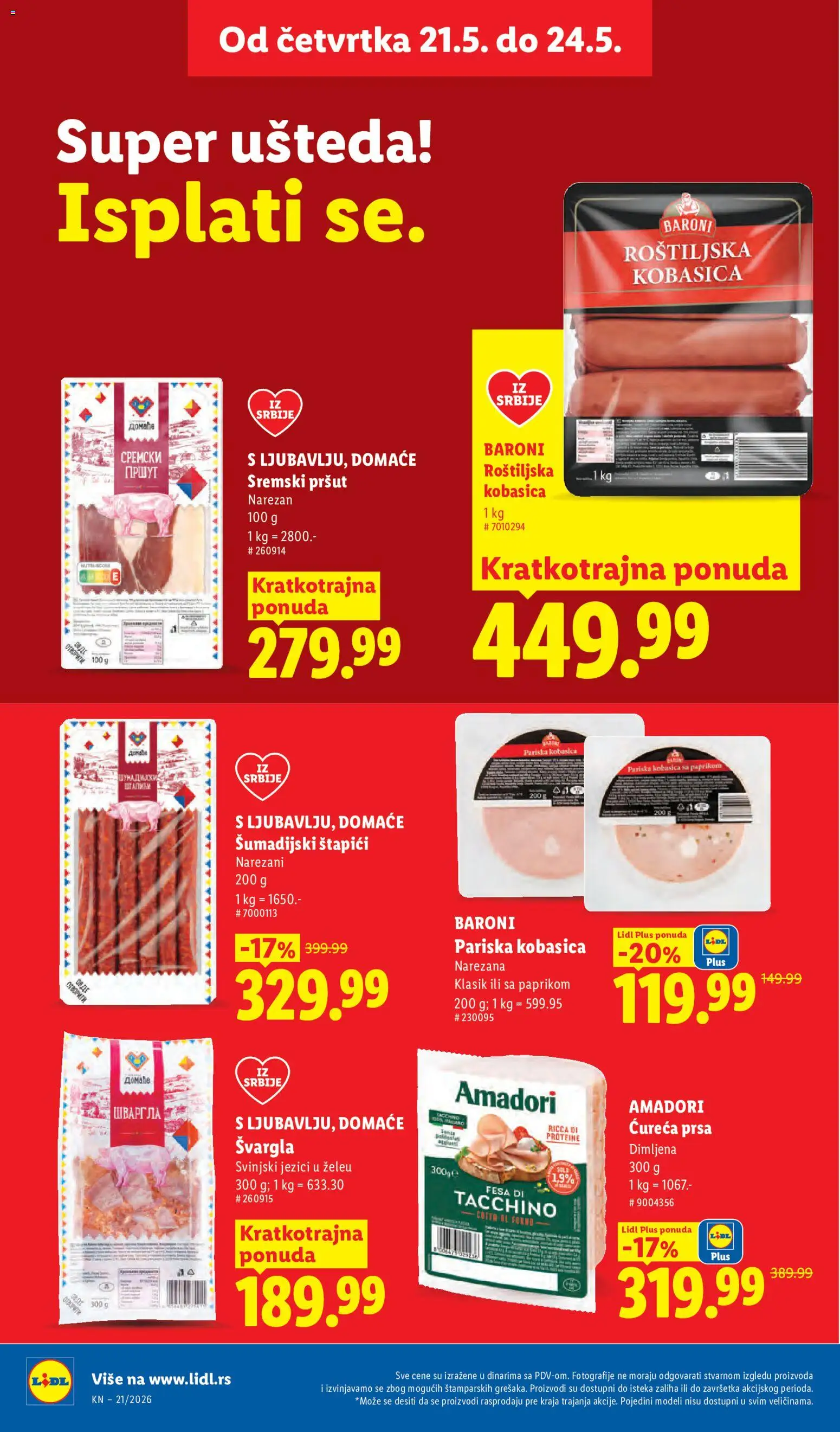 Lidl katalog - važi od 21.05.2026 | Strana: 22 | Proizvode: Pršut, Svargla, Kobasica
