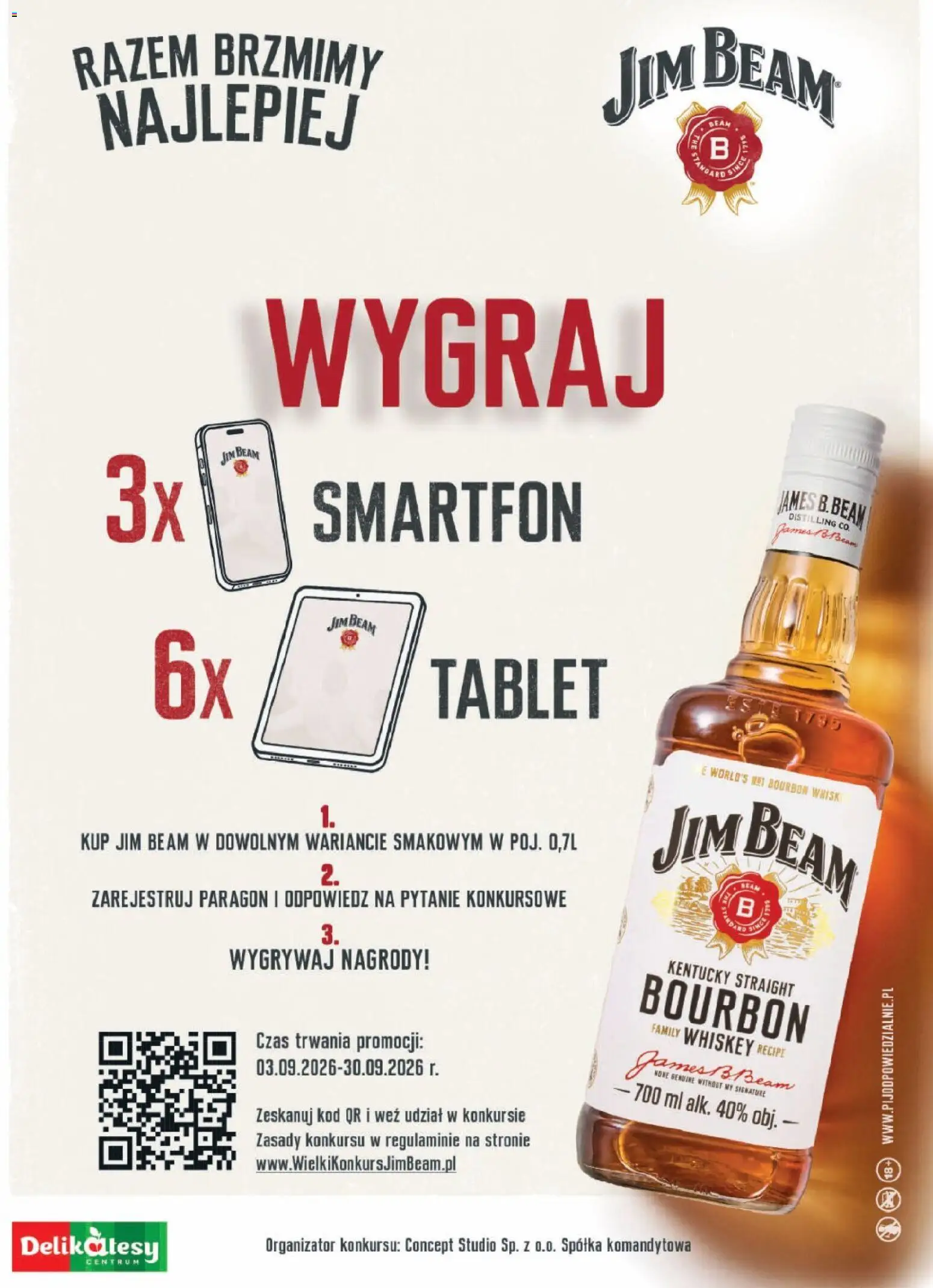 Delikatesy Centrum gazetka - DeliBarek od 17.09.2026 | Strona: 18 | Produkty: Smartfon, Tablet, Jim Beam, Delikatesy