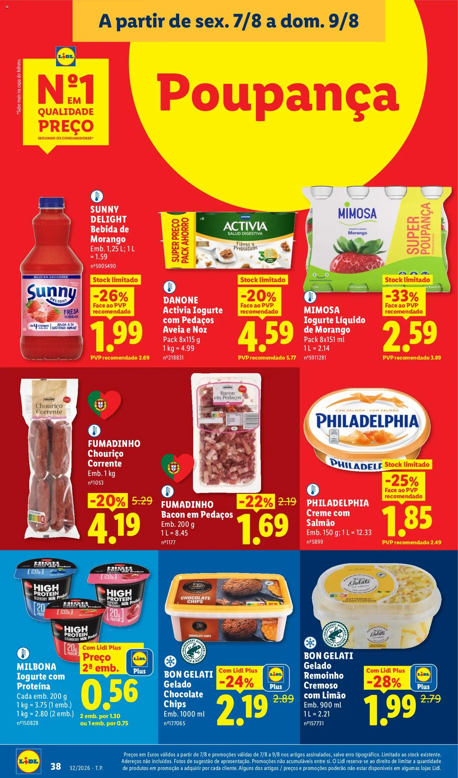 Lidl folheto │ válido de 03/08/2026 | Página: 38 | Produtos: Aveia, Creme, Iogurte liquido, Proteina