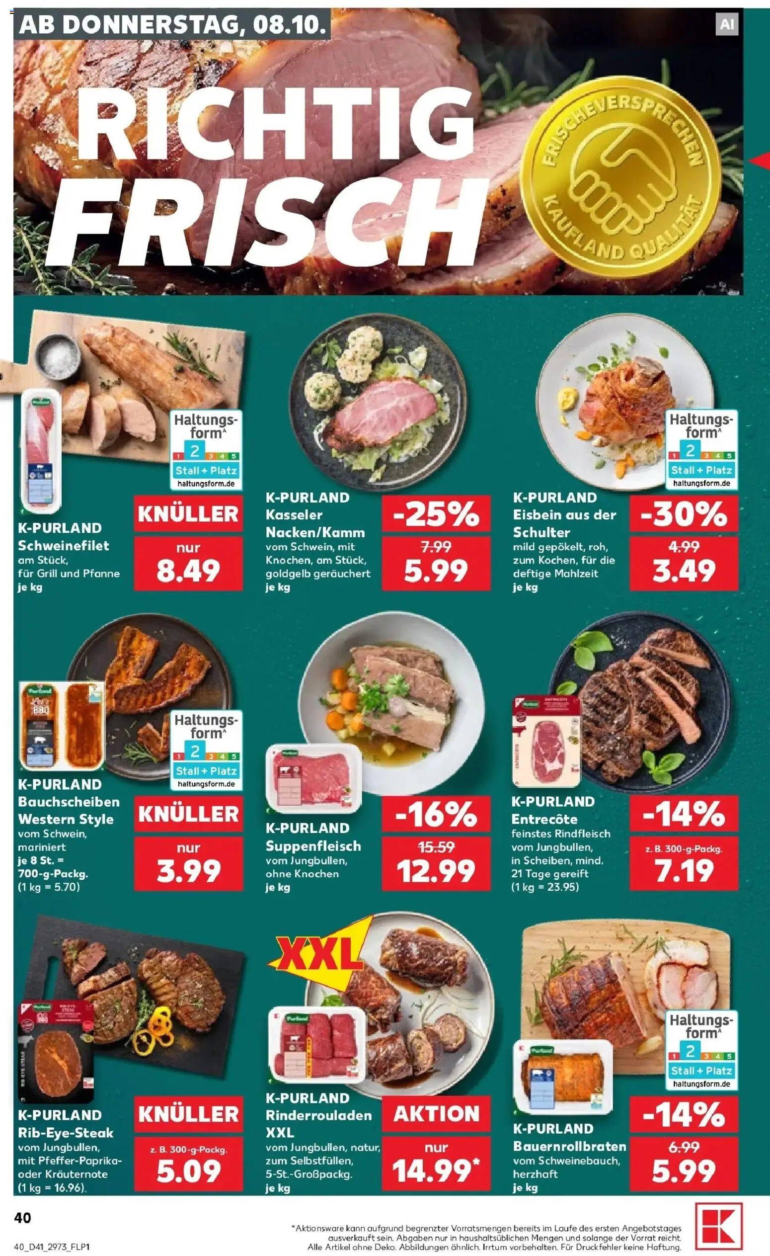 Prospekt Kaufland ab 05.10.2026 » Angebote Online zum Blättern | Seite: 54 | Produkte: Rinderrouladen, Entrecote, Schweinefilet, Rindfleisch