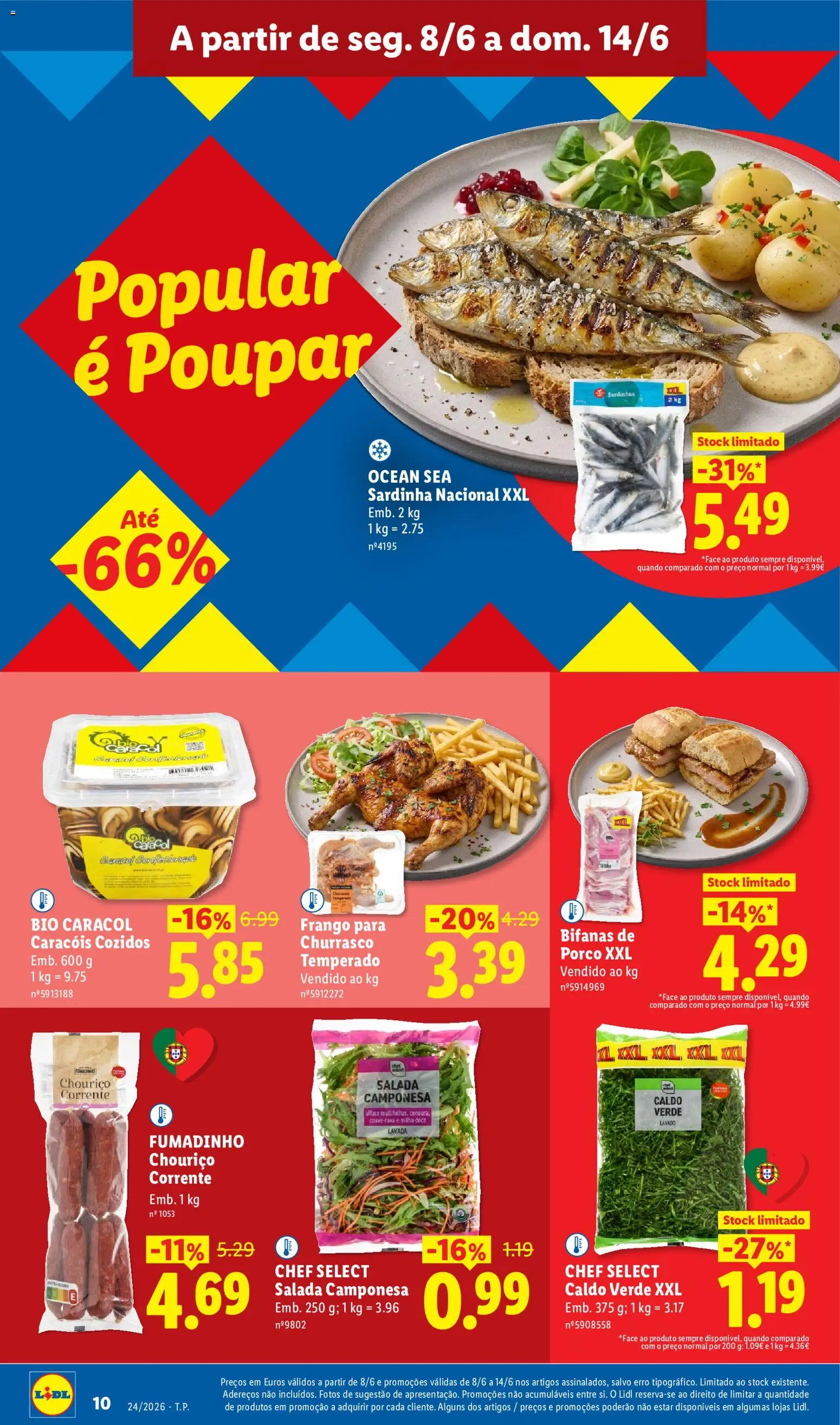 Lidl folheto │ válido de 08.06.2026 | Página: 10 | Produtos: Frango, Chouriço, Salada, Alface