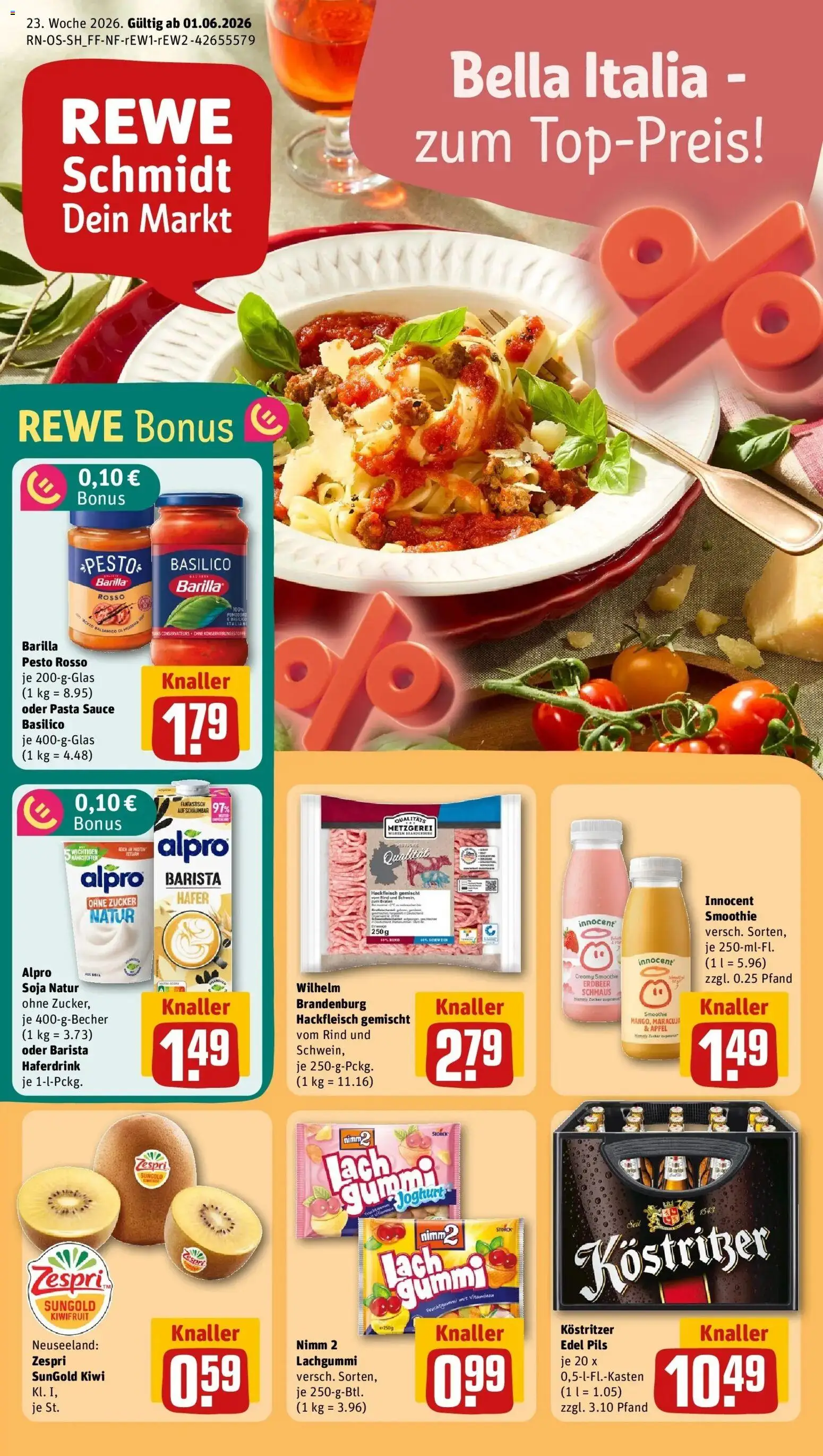 Rewe Prospekt Hoyerswerda – gültig ab 01.06.2026 | Seite: 1 | Produkte: Kostritzer, Barilla pesto, Pils, Äpfel