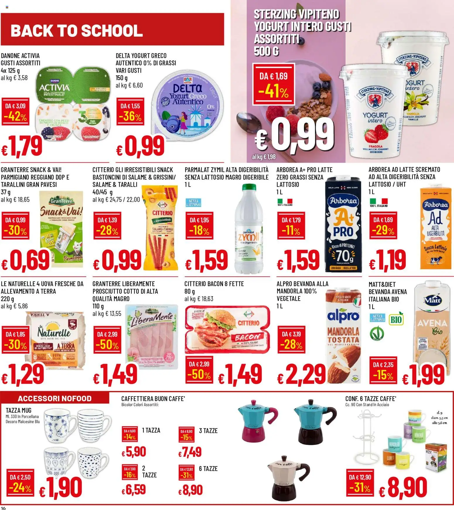 Volantino Galassia del 27/08/2026 | Pagina: 16 | Prodotti: Yogurt, Prosciutto, Parmigiano reggiano, Senza lattosio