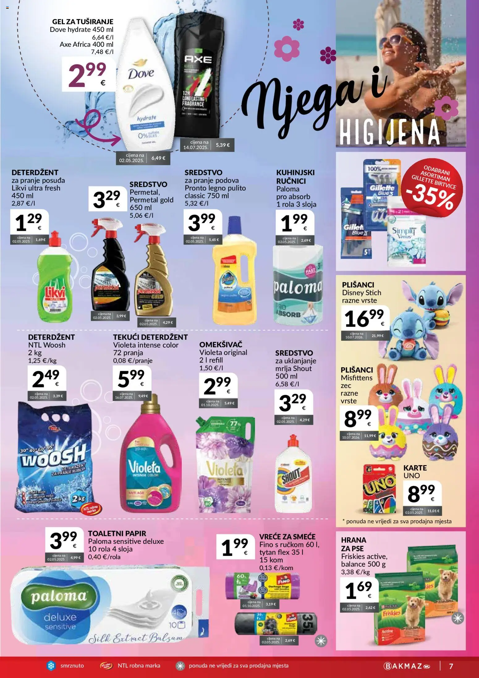 Bakmaz katalog | vrijedi od 29.07.2026 | Stranica: 7 | Proizvodi: Vreće za smeće, Toaletni papir, Dove, Violeta