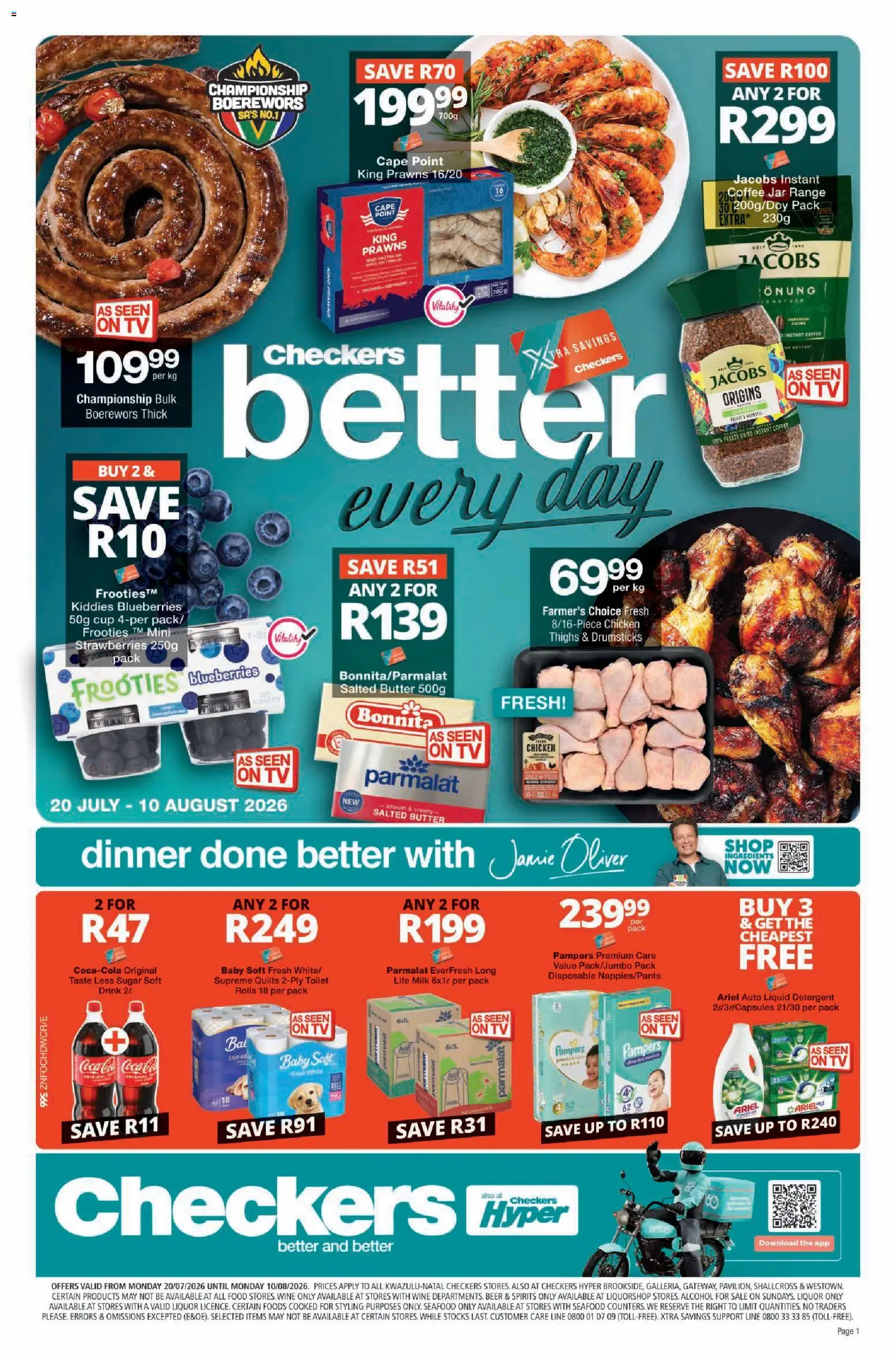 New Checkers catalogue – valid from 20/07/2026 | Page: 1 | Products: Blueberries, Butter, Wine, Detergent