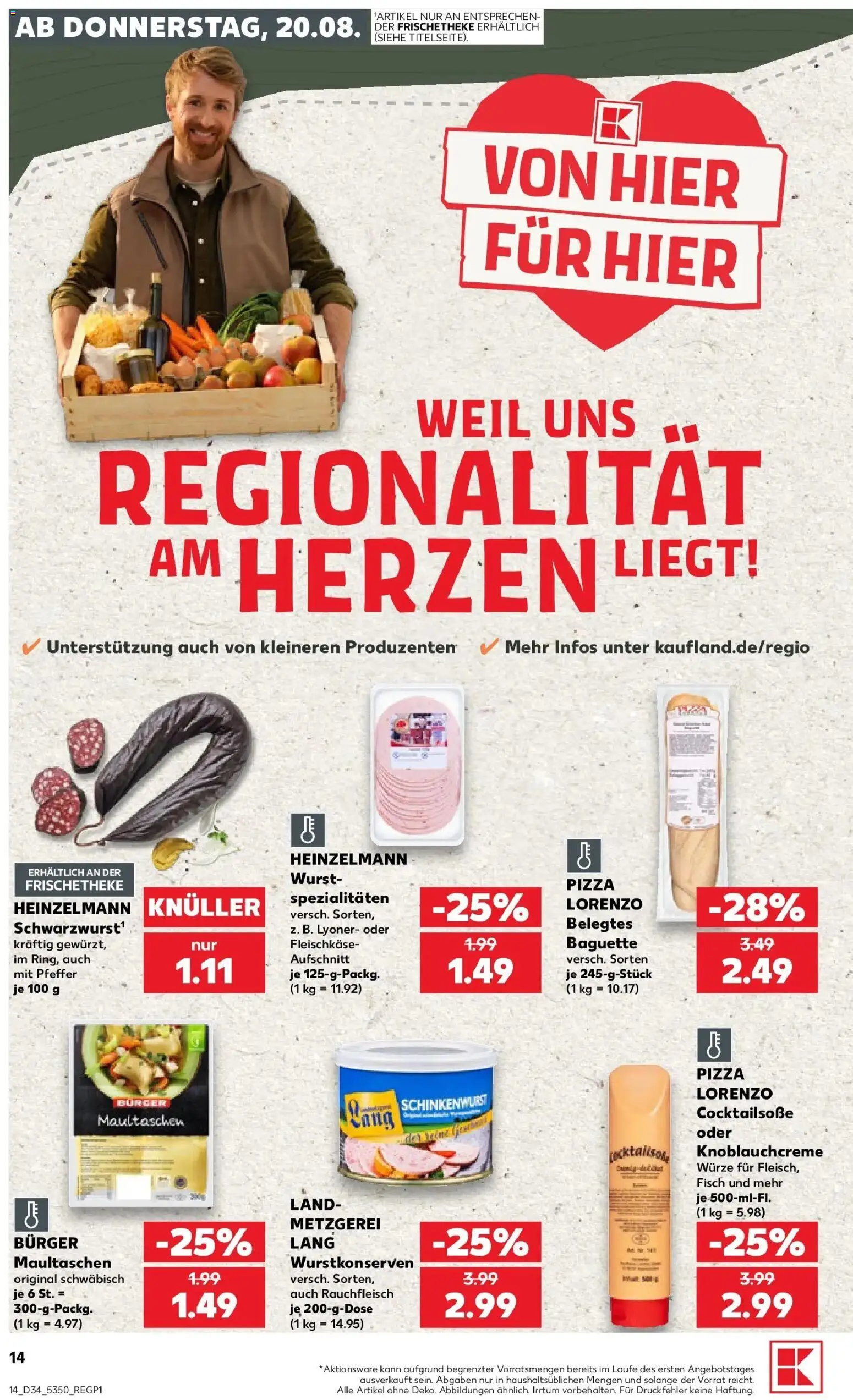 Prospekt Kaufland ab 17.08.2026 » Angebote Online zum Blättern | Seite: 25 | Produkte: Burger, Fisch, Wurst, Pizza