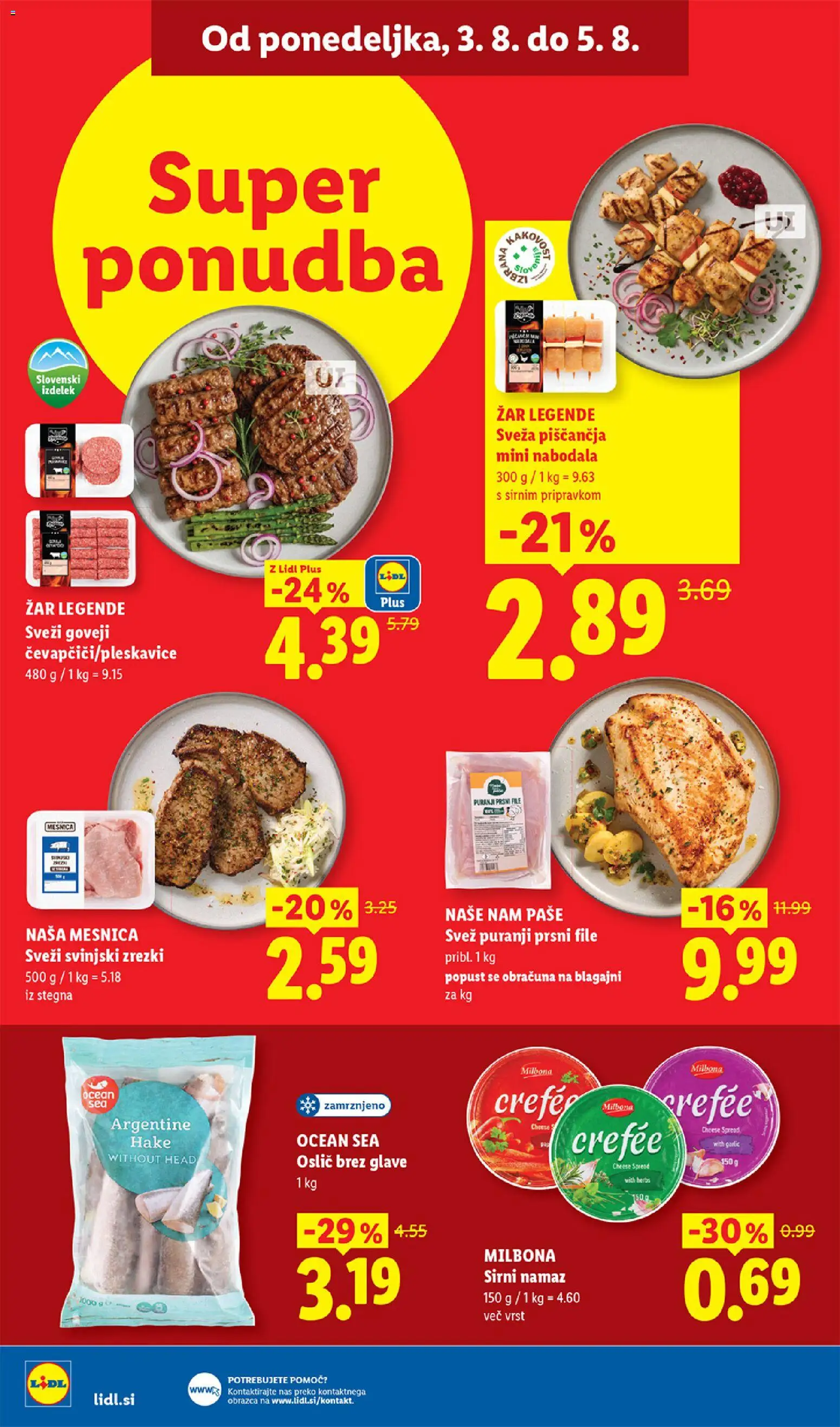 Novi Lidl katalog ponudbe – veljaven od 30.07.2026 | Stran: 40 | Izdelki: Sirni namaz, Oslič, Nabodala, Zrezki