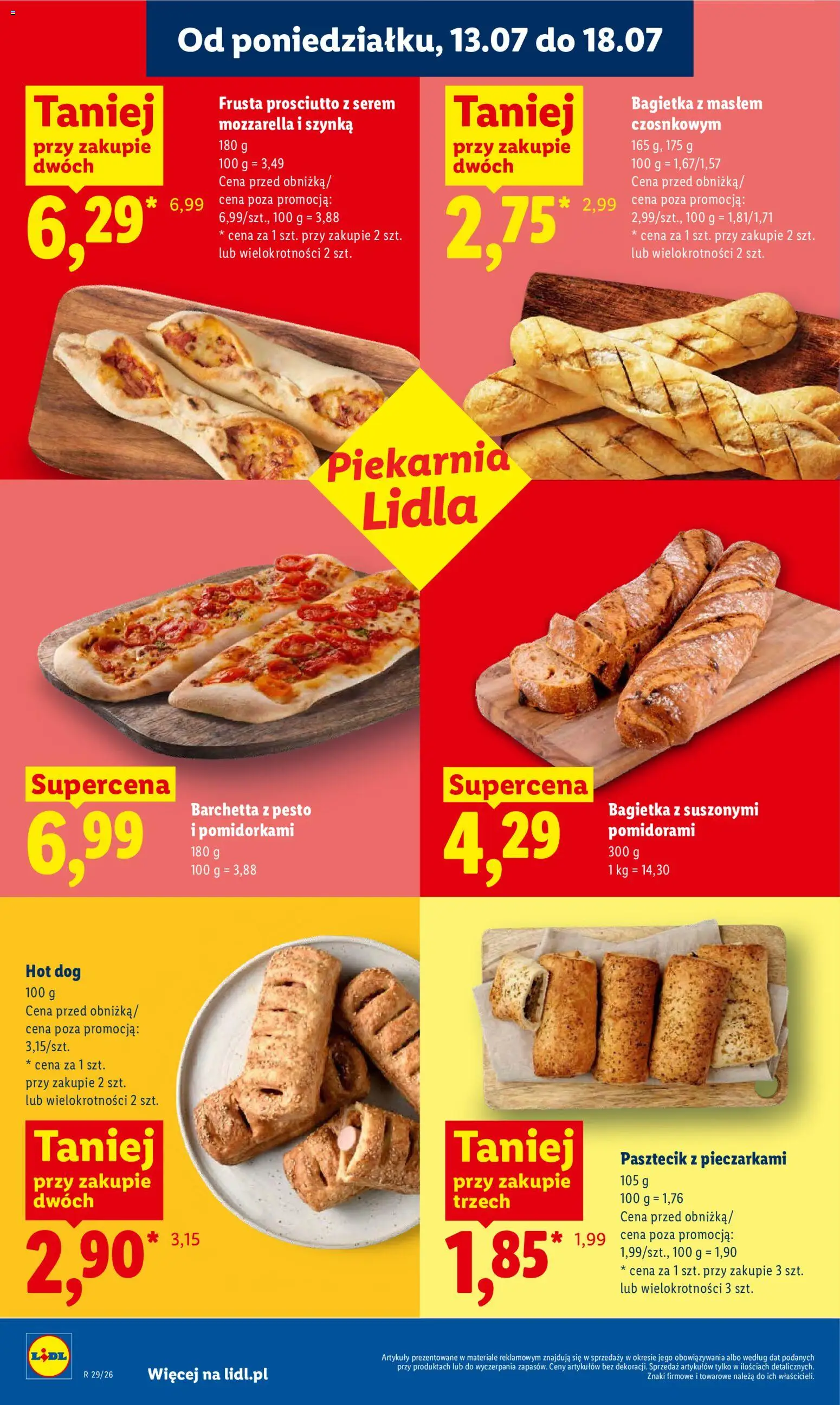 Lidl gazetka od 13.07.2026 | Strona: 68 | Produkty: Piekarnia, Szynka, Bagietka, Mozzarella
