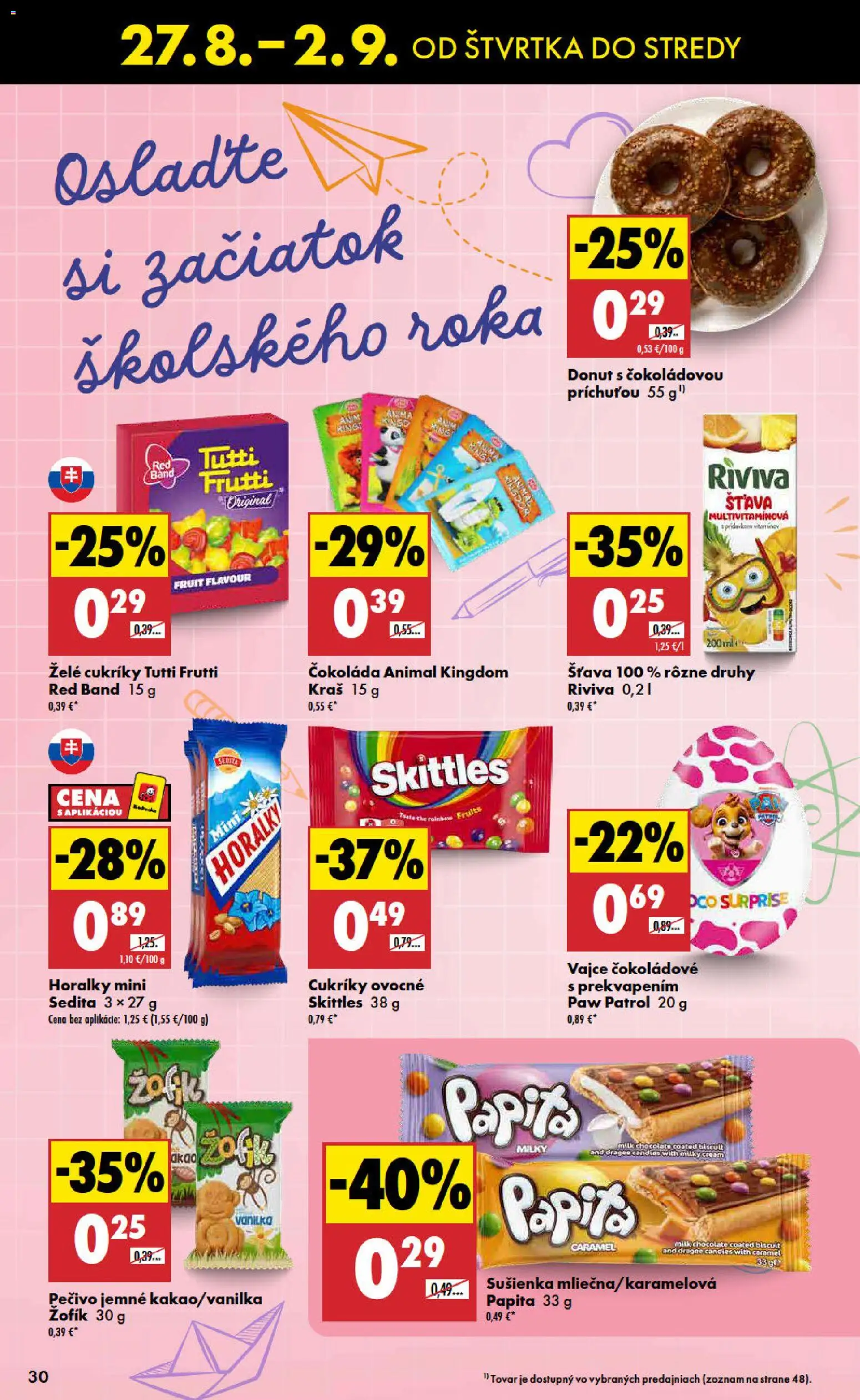 Nové Biedronka akcie – leták je platný od 27.08.2026 | Strana: 30 | Produkty: Čokoláda, Cukríky, Šťava, Vanilka