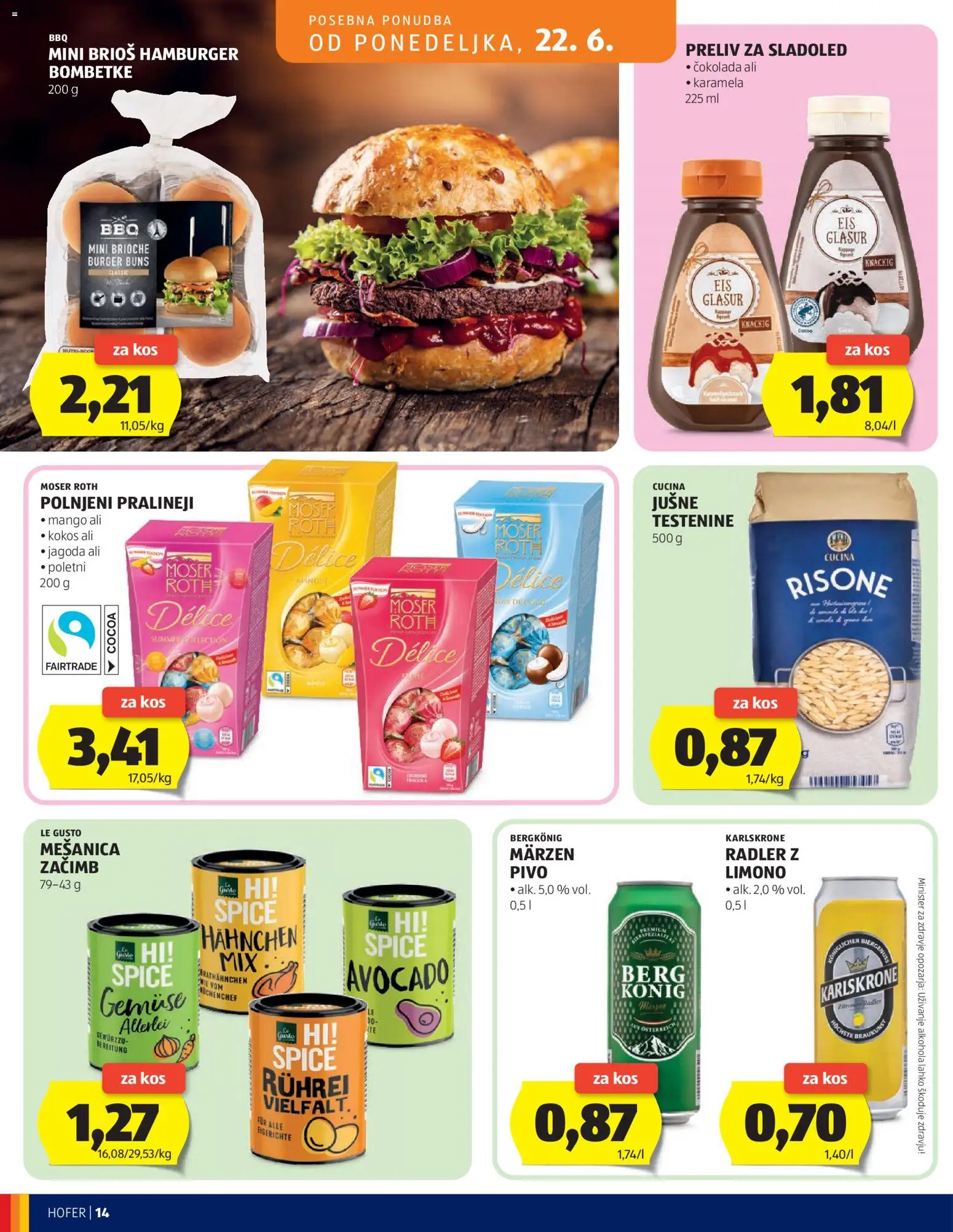 Hofer SI katalog | vrijedi od 17.06.2026 | Stranica: 14 | Proizvodi: Čokolada, Pivo, Mango, Karamela