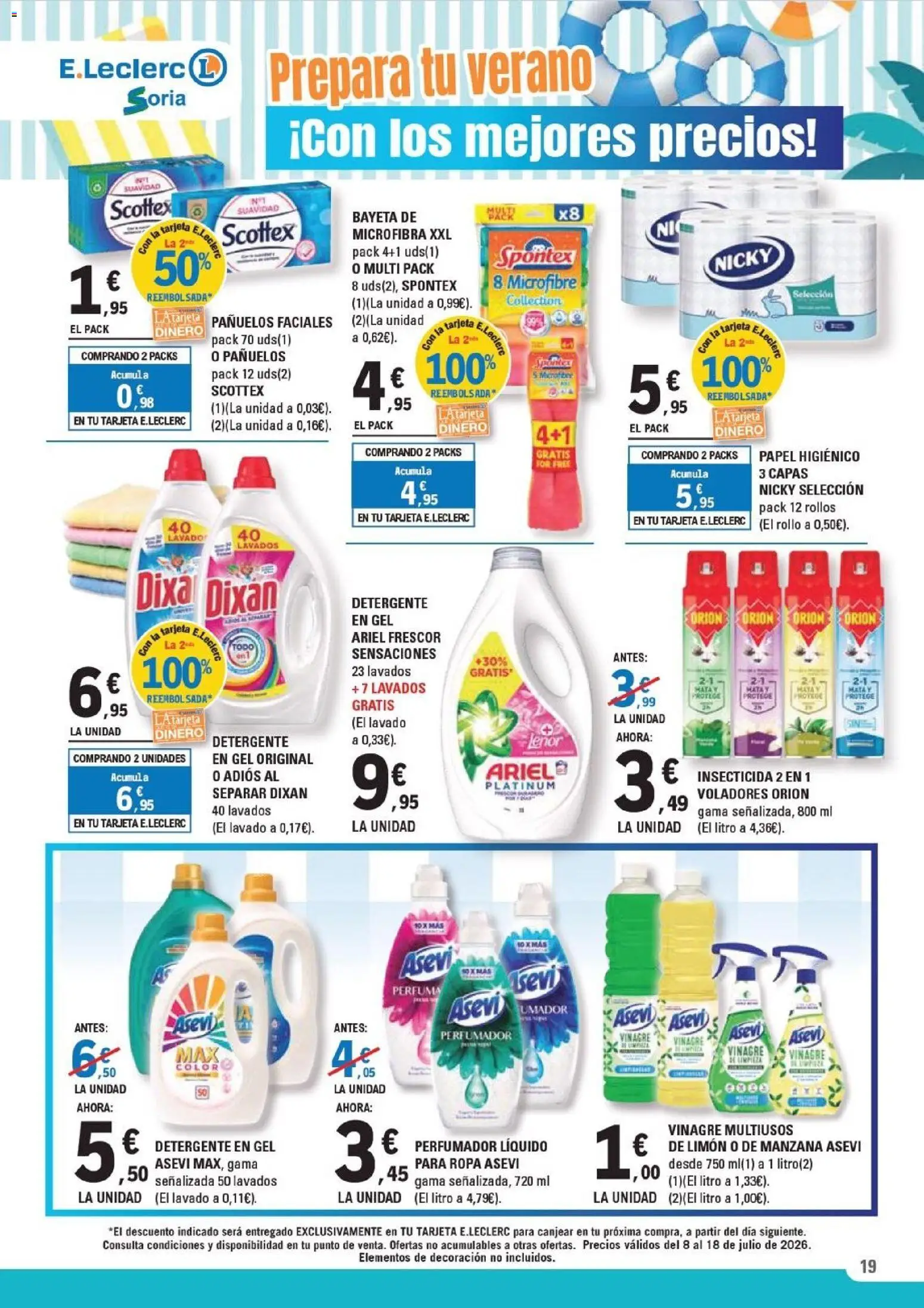 E.Leclerc folleto Soria │ válido desde el 08/07/2026 | Página: 19 | Productos: Papel higienico, Manzana, Ropa, Δεξαμενή