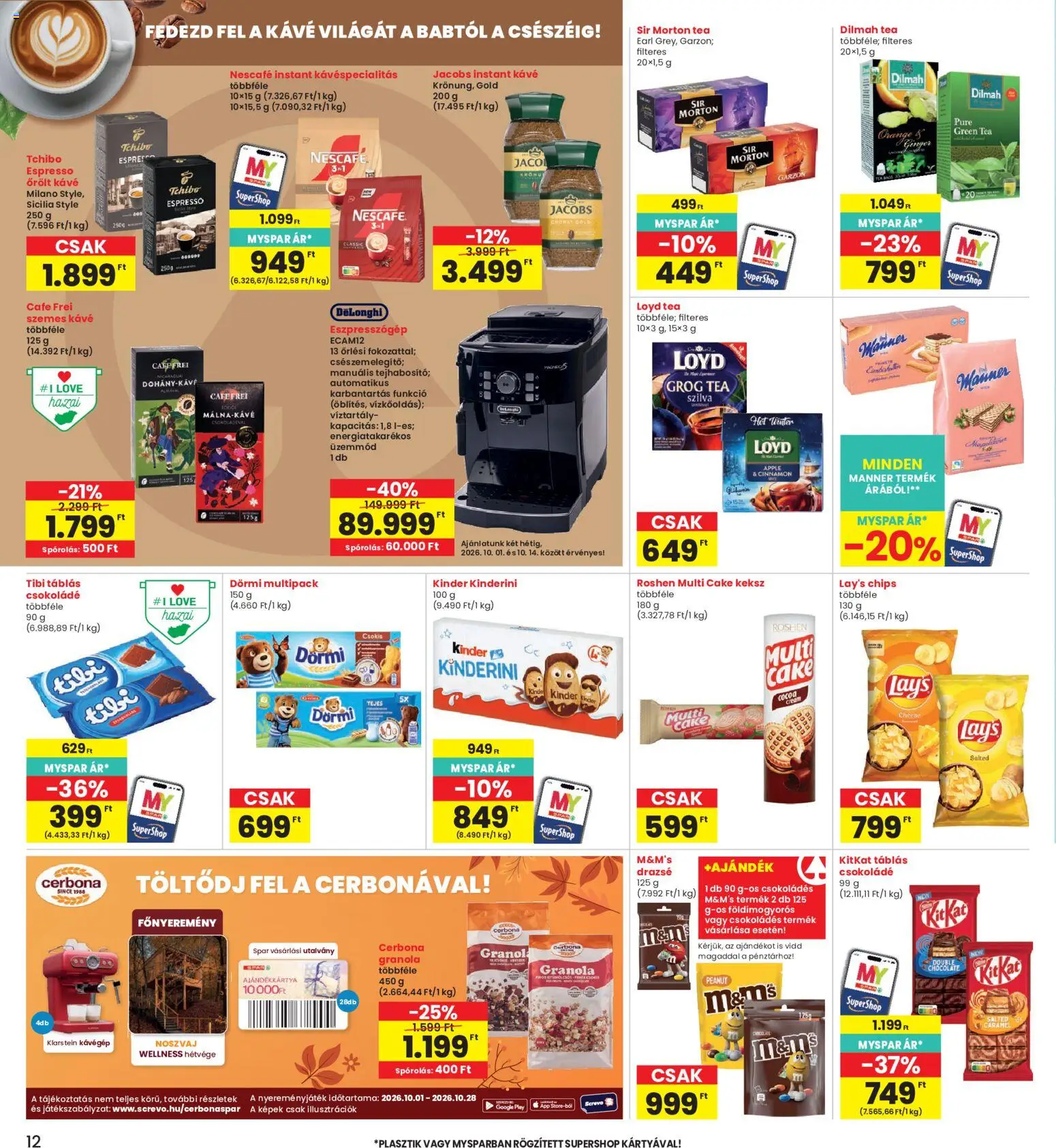 Interspar akciós ujság - amely érvényes a következő dátumtól: 2026.10.01. | Oldal: 12 | Termékek: Szilva, Granola, Drazsé, Roshen