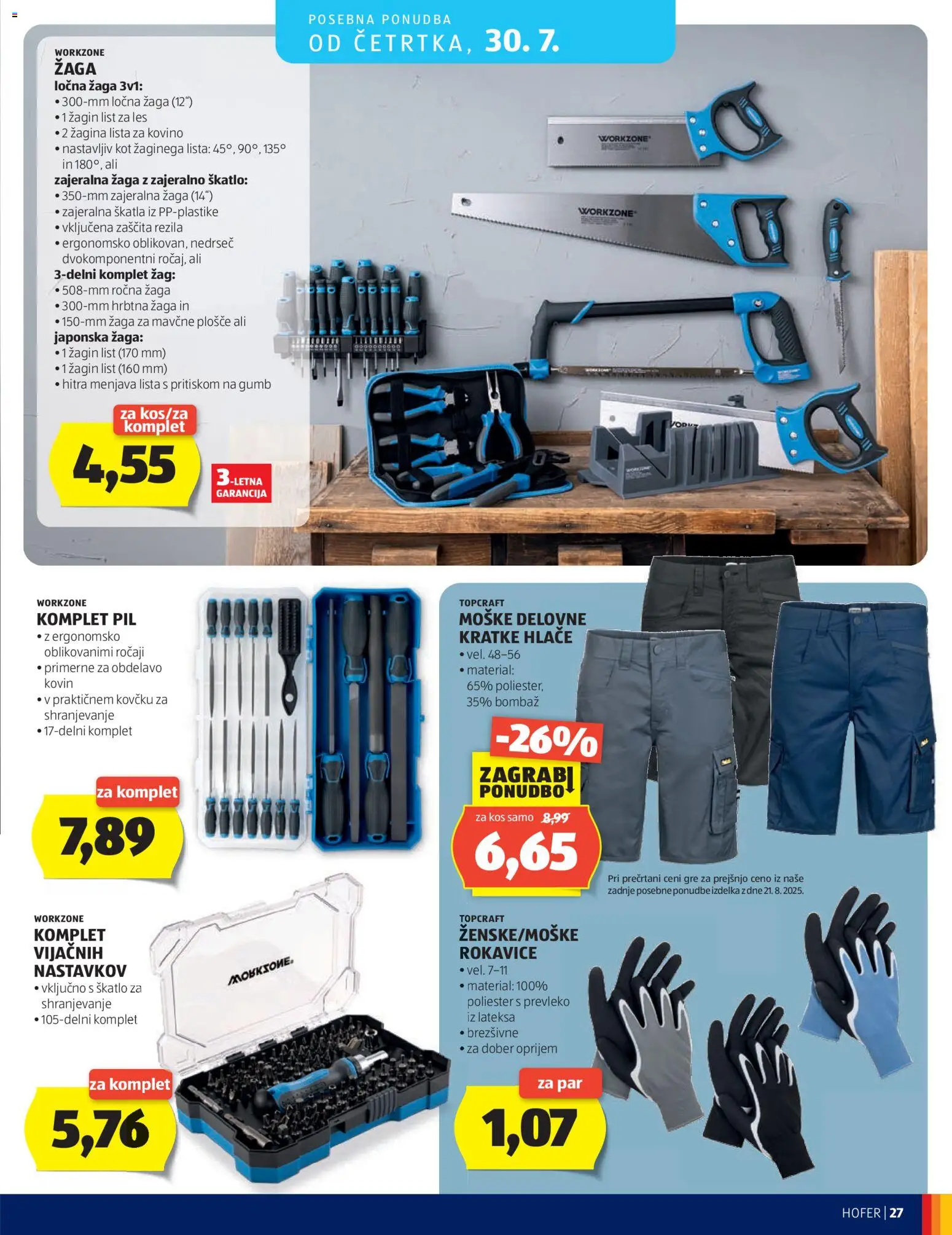 Hofer SI katalog | vrijedi od 22.07.2026 | Stranica: 27 | Proizvodi: Hlače, Kratke hlače