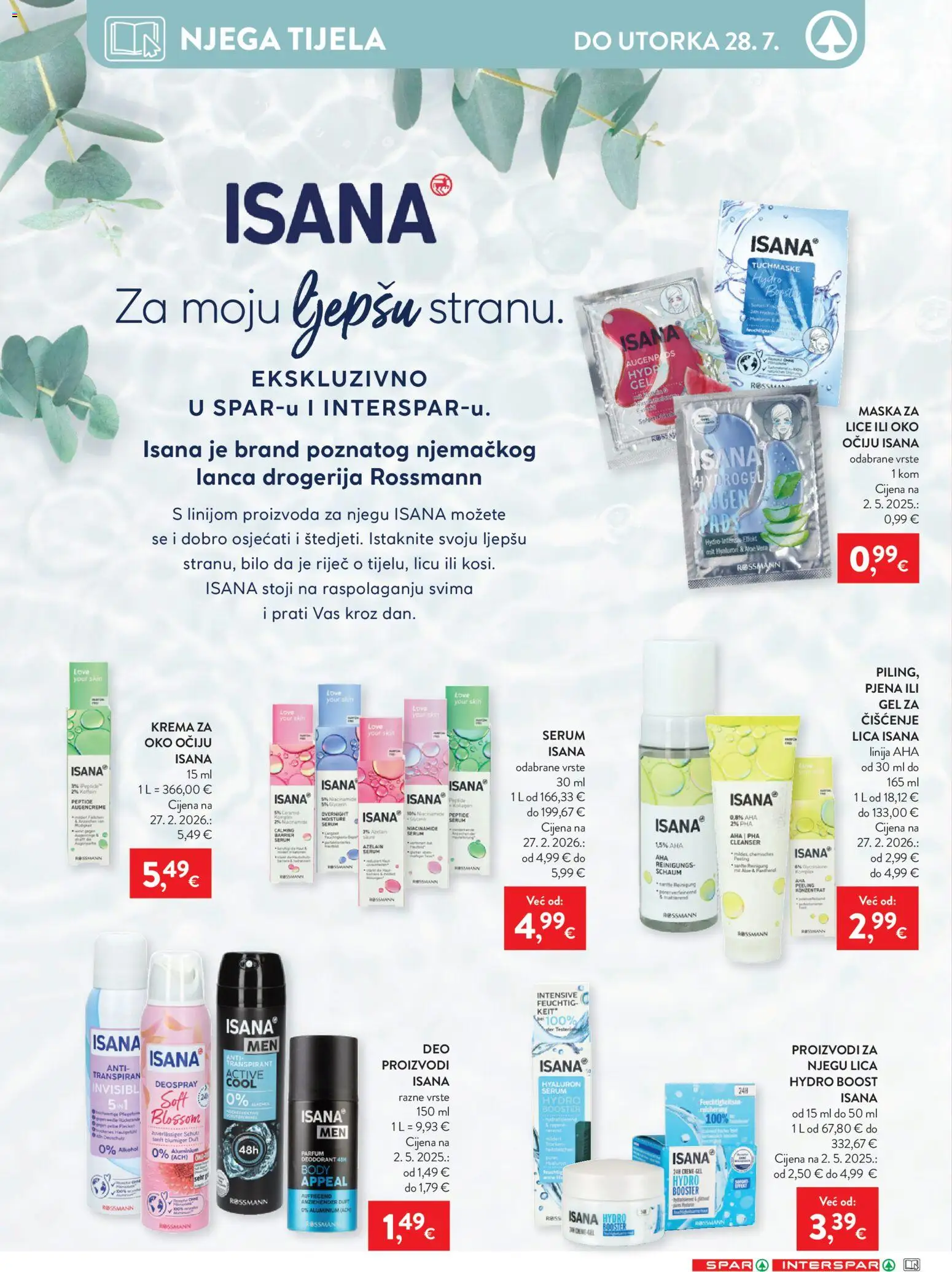 Spar katalog | vrijedi od 22.07.2026 | Stranica: 28 | Proizvodi: Alkohol, Maska za lice, Maska, Krema