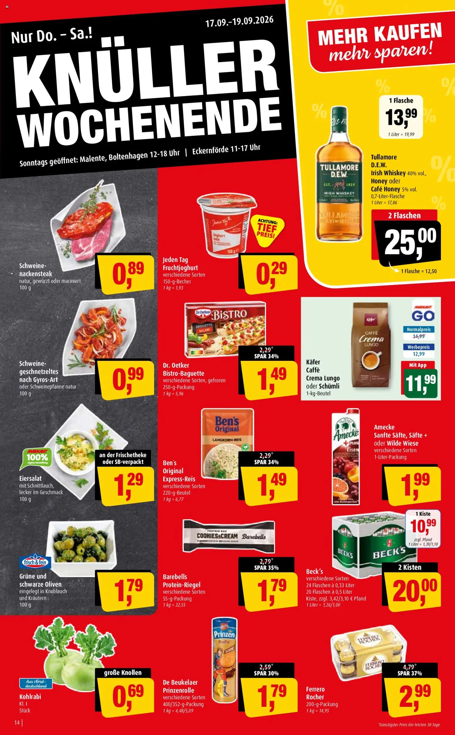 Markant Prospekt – gültig ab 14.09.2026 | Seite: 14 | Produkte: Kohlrabi, Fruchtjoghurt, Knoblauch, Whiskey