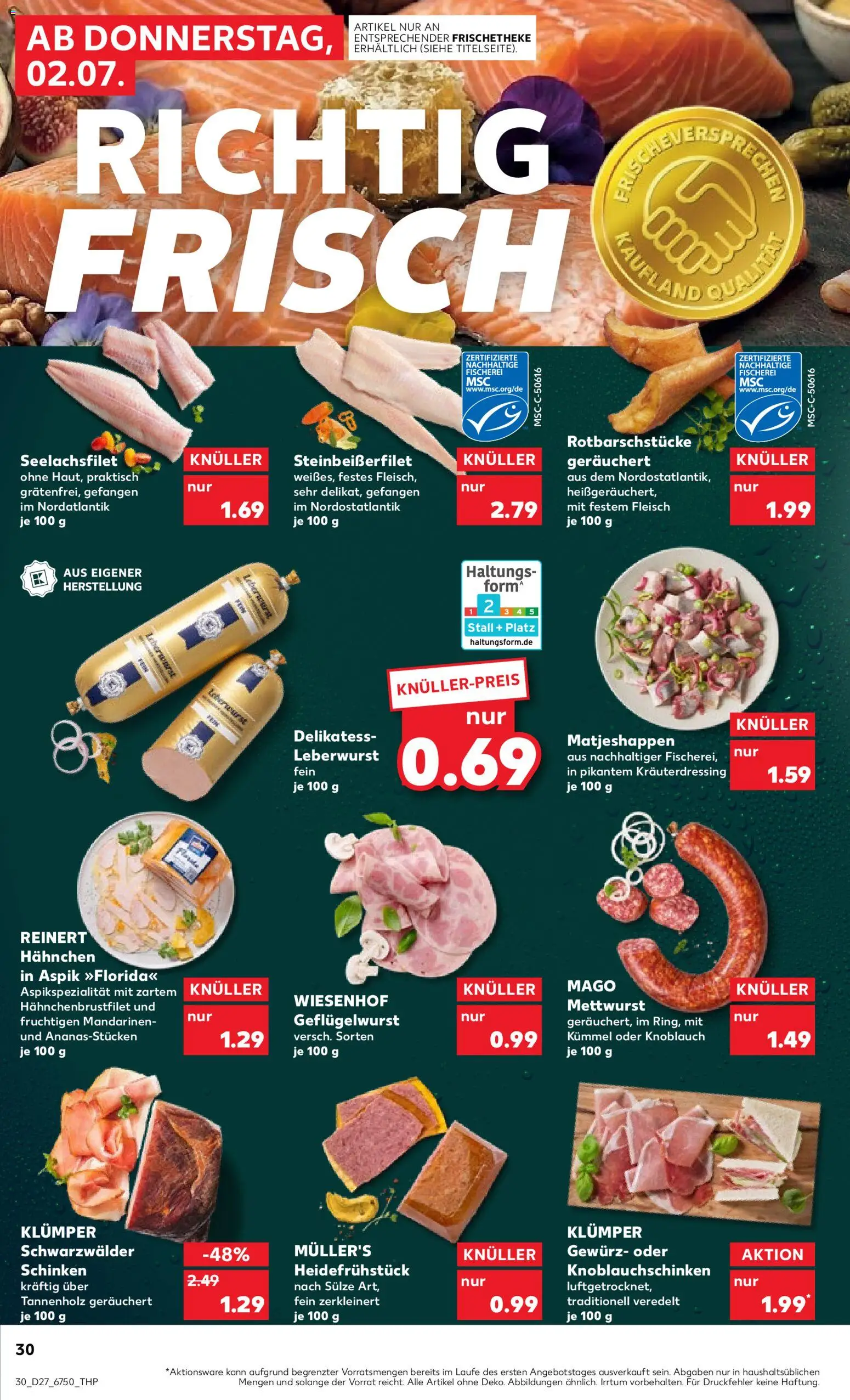 Kaufland Prospekt Potsdam – gültig ab 02.07.2026 | Seite: 30 | Produkte: Hahnchen, Knoblauch, Schinken, Fleisch