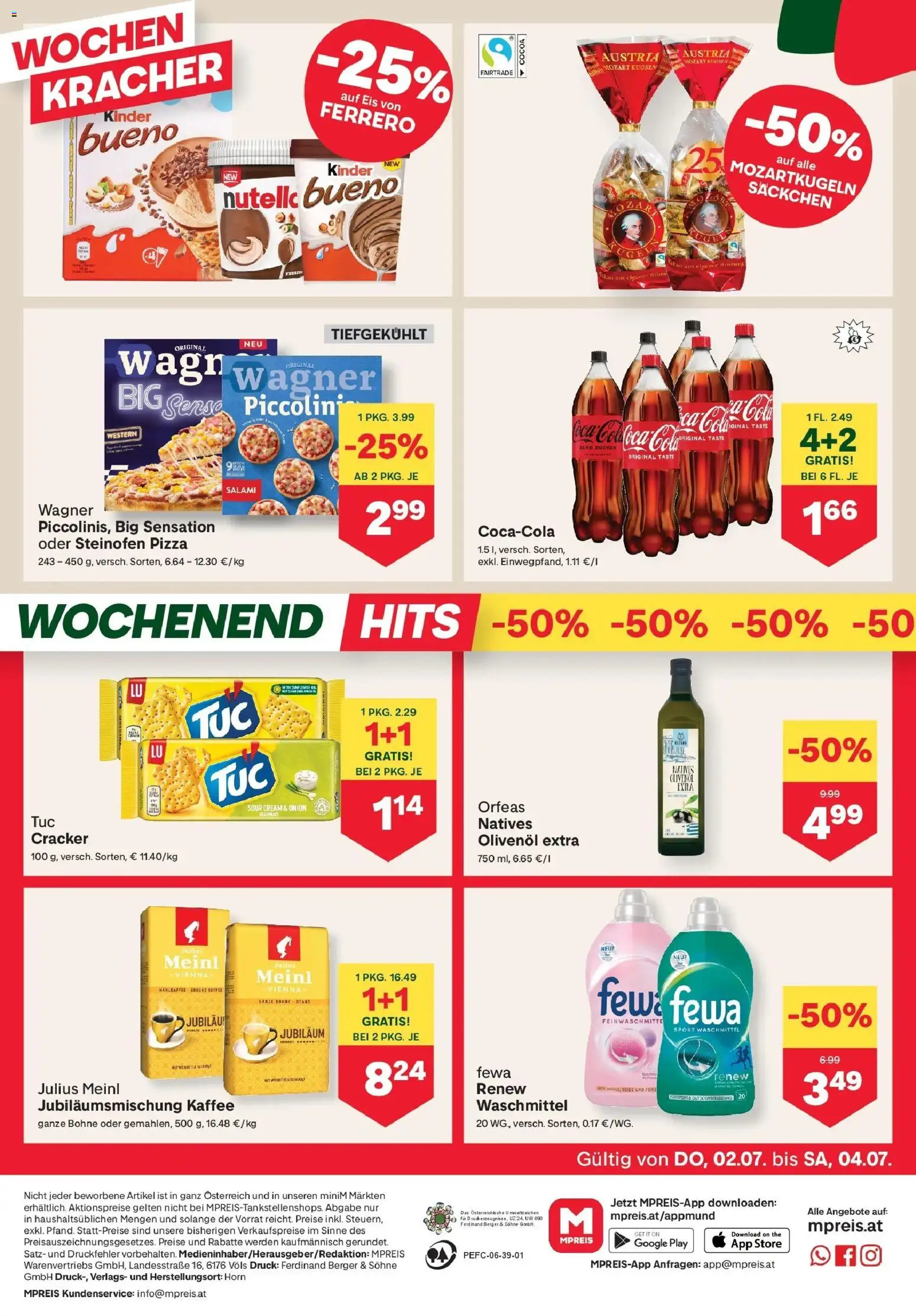 MPREIS Pfunds gültig ab 02.07.2026 | Seite: 12 | Produkte: Zucker, Kaffee, Pizza, Waschmittel