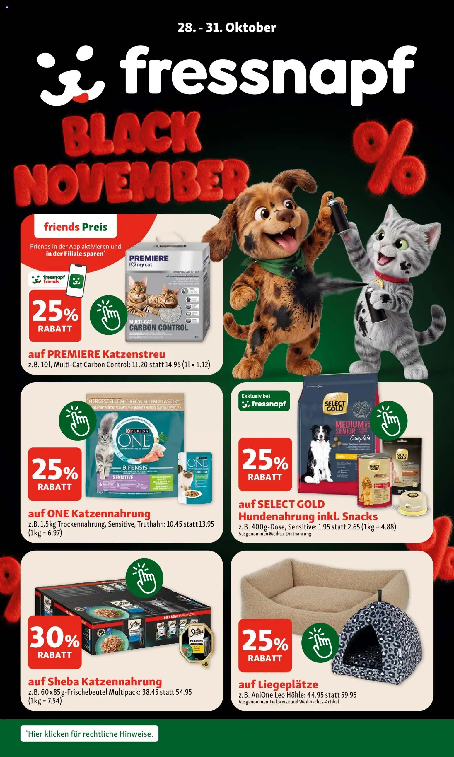 Fressnapf Black November – gültig ab 28.10.2026 | Seite: 1 | Produkte: Snacks, Met, Katzenstreu
