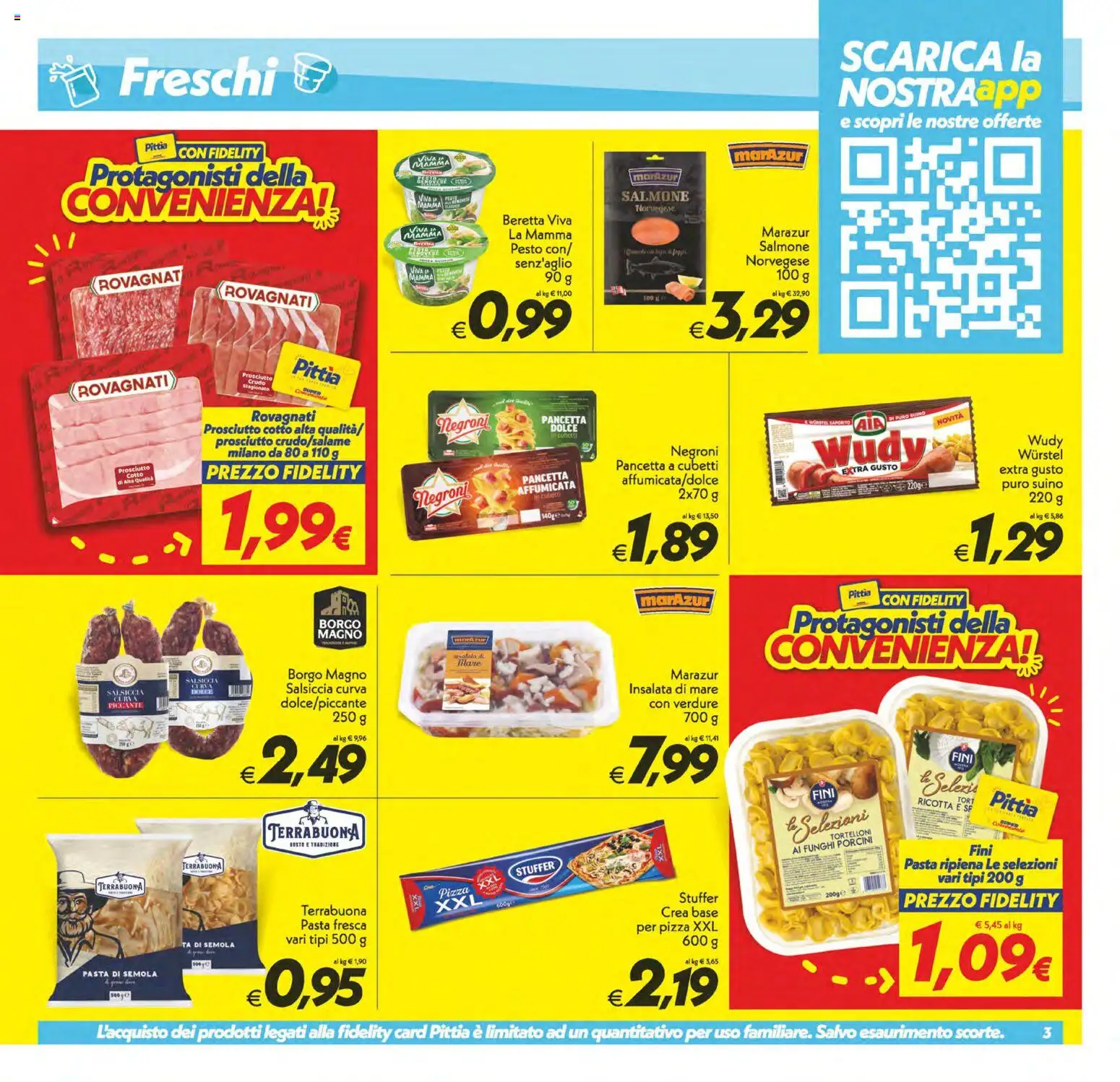 Volantino SuperConveniente del 23/10/2026 | Pagina: 3 | Prodotti: Pancetta, Prosciutto, Salsiccia, Tortelloni