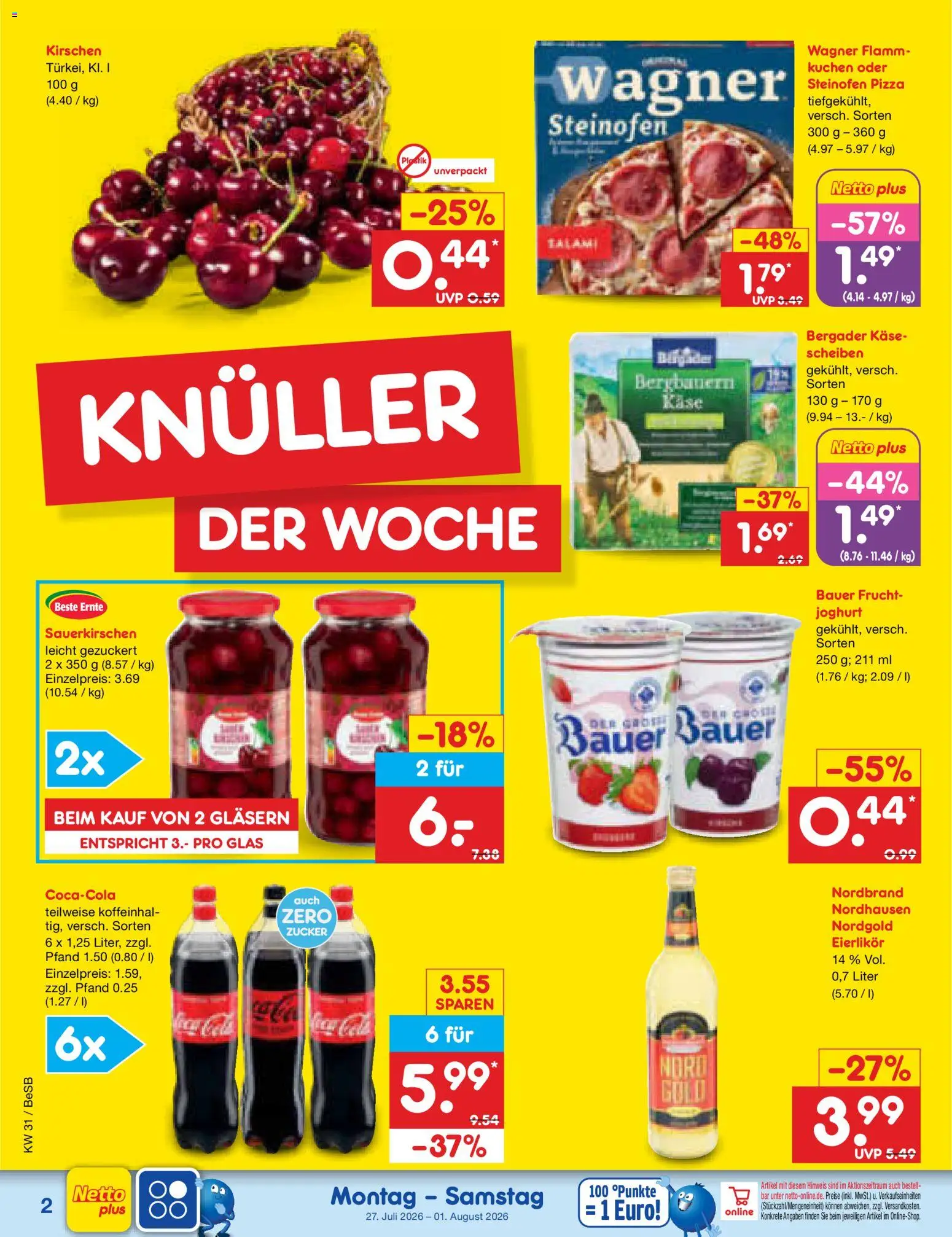 Netto Marken-Discount Prospekt – gültig ab 27.07.2026 | Seite: 2 | Produkte: Käse, Joghurt, Zucker, Kuchen