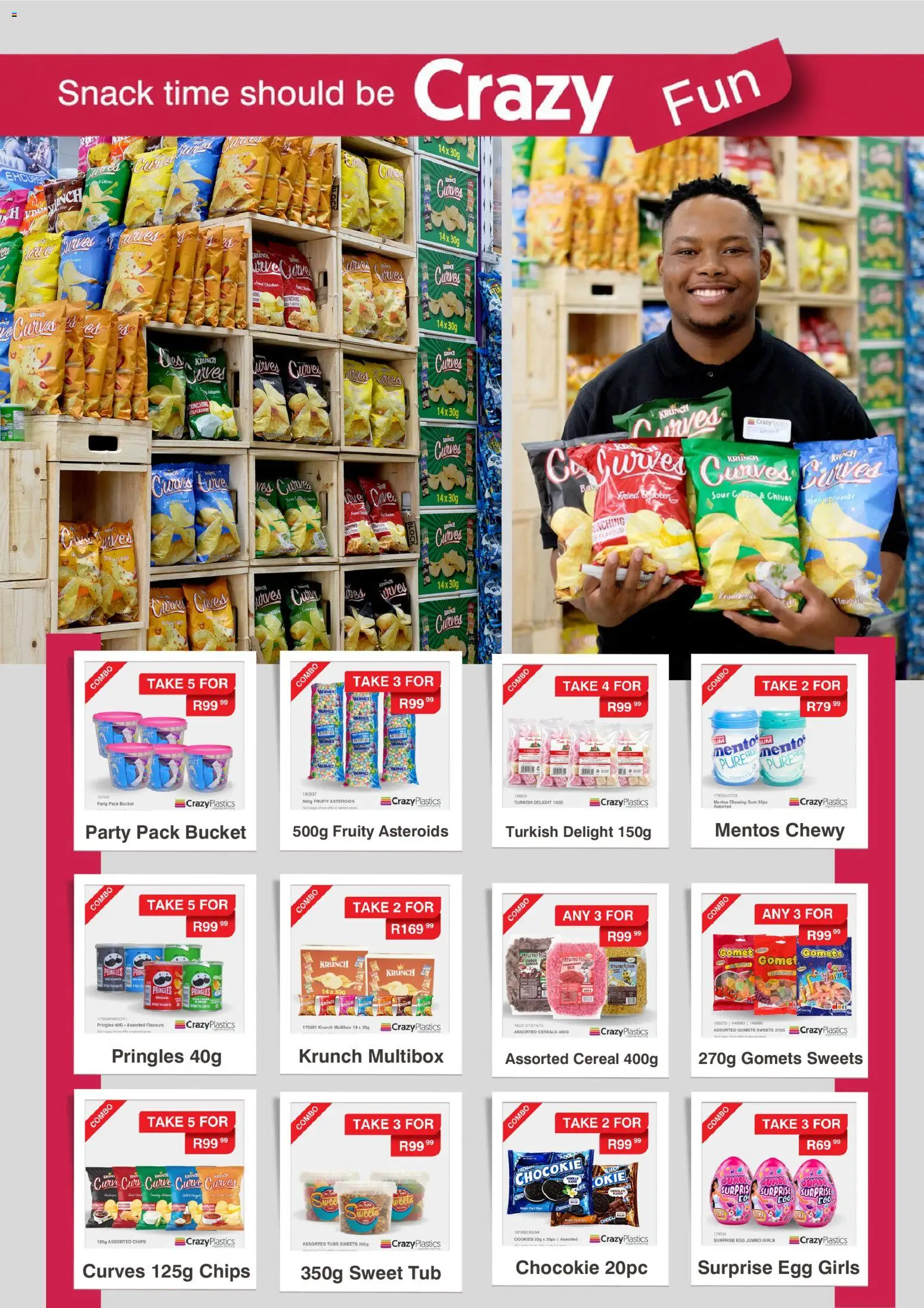 New Crazy Plastics catalogue – valid from 15.04.2026 | Page: 4 | Products: Sweets, Cereals, Chips, Cookies