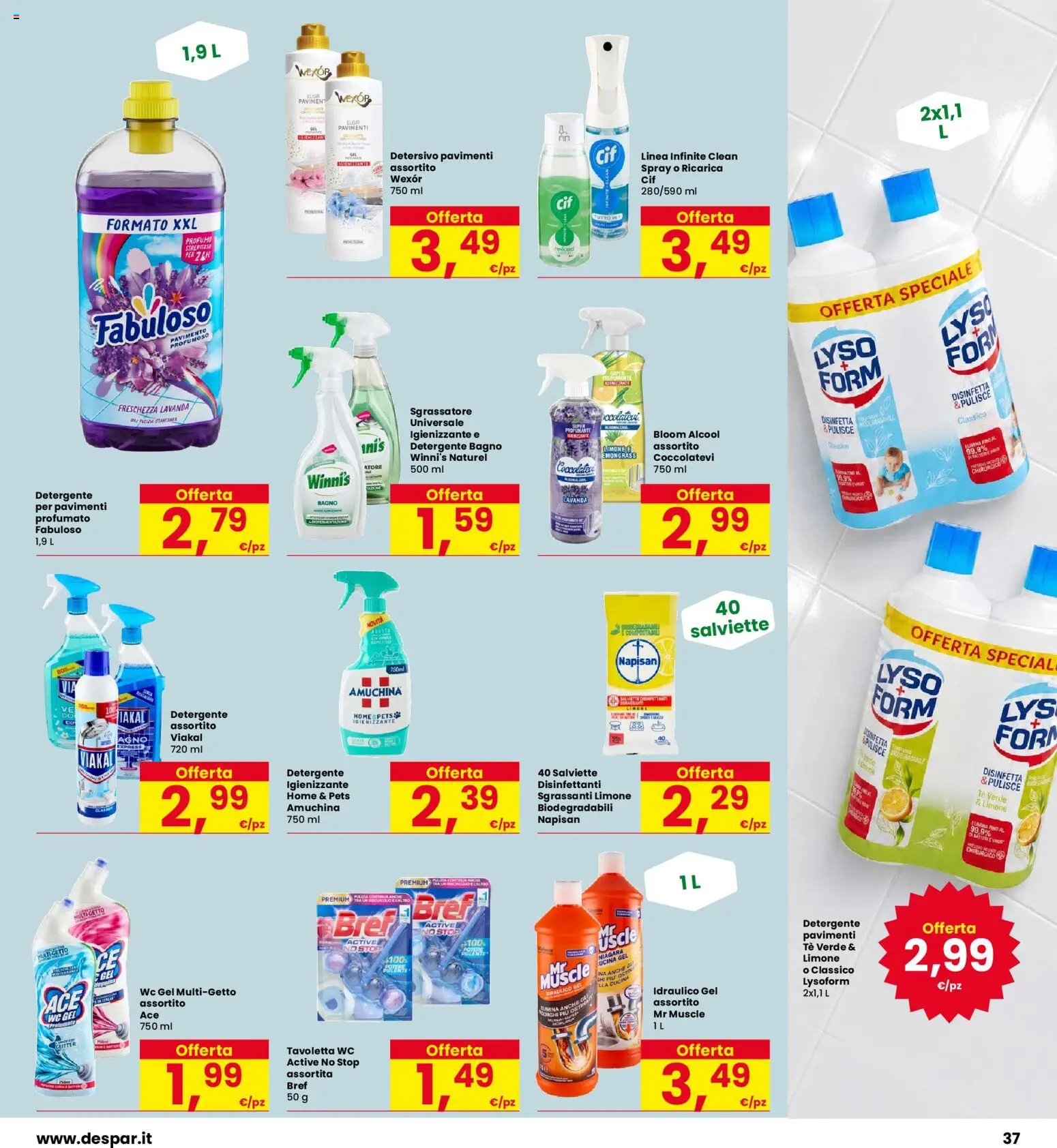 Volantino Eurospar del 24/09/2026 | Pagina: 37 | Prodotti: Sgrassatore, Tè verde, Lavanda, WC
