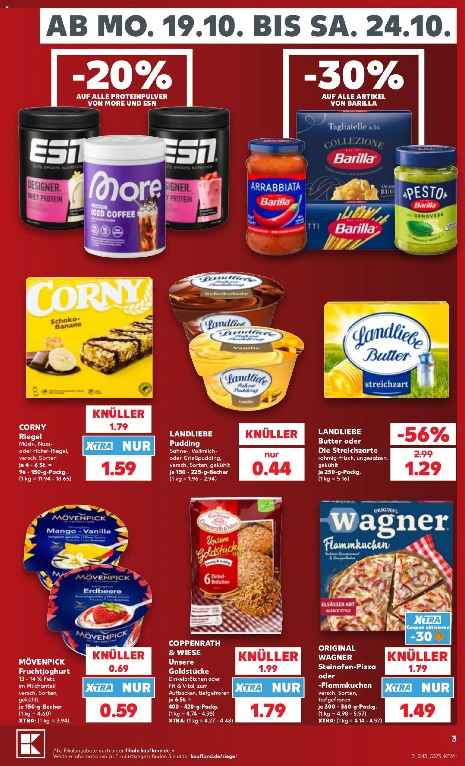 Kaufland Prospekt Kiel – gültig ab 18.10.2026 | Seite: 3 | Produkte: Butter, Barilla, Schokolade, Pudding