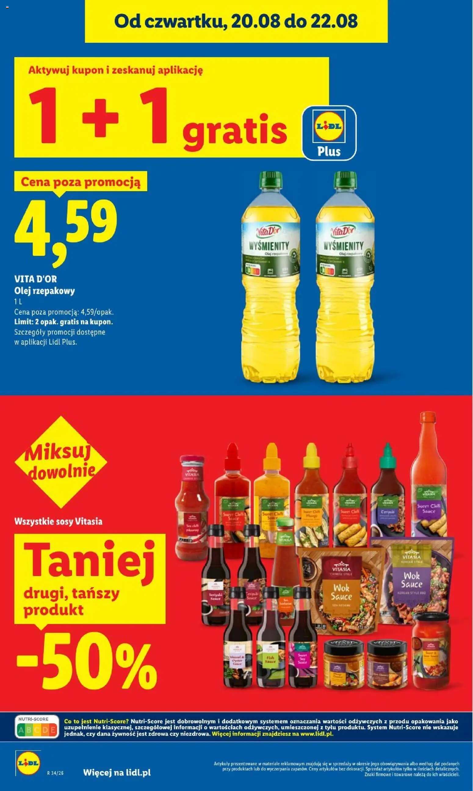 Lidl gazetka od 20.08.2026 | Strona: 22 | Produkty: Olej rzepakowy, Żywność, Olej, Sosy