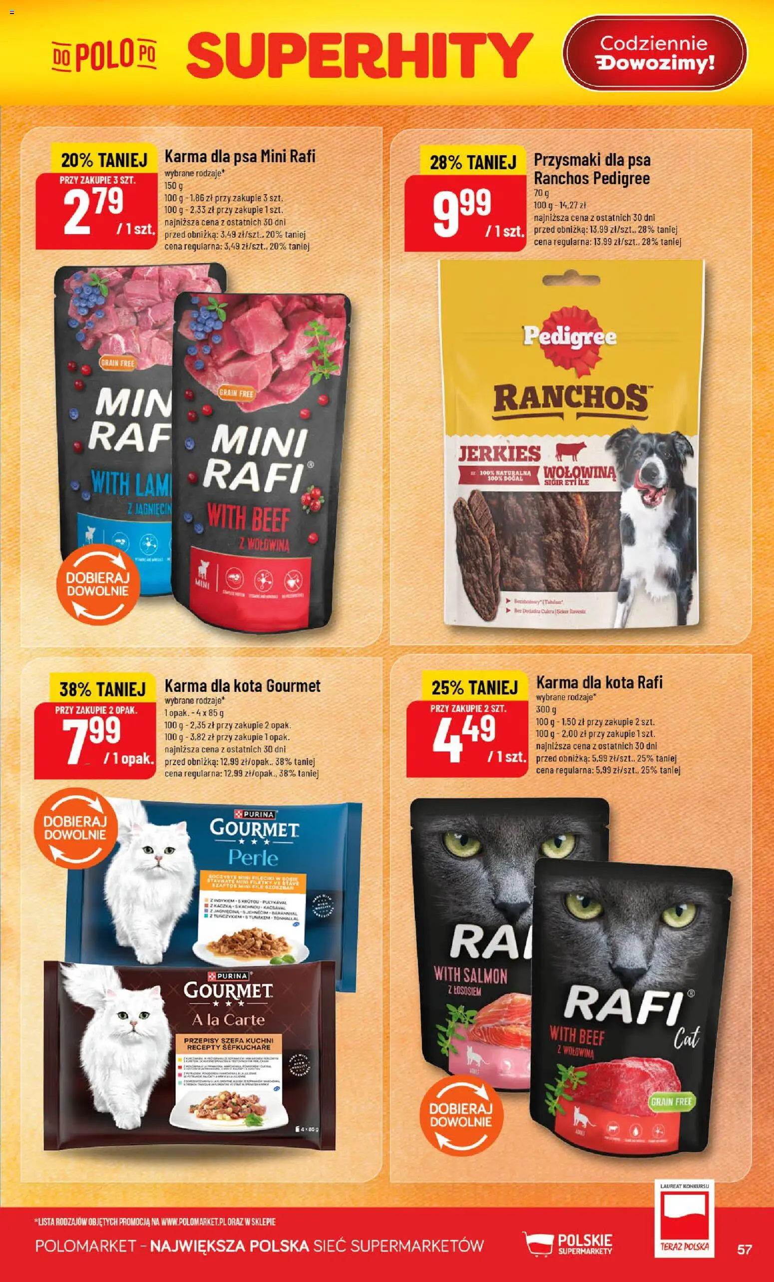 POLOmarket gazetka od 13.05.2026 | Strona: 57 | Produkty: Pedigree, Karma dla kota, Przysmaki dla psa, Wołowina