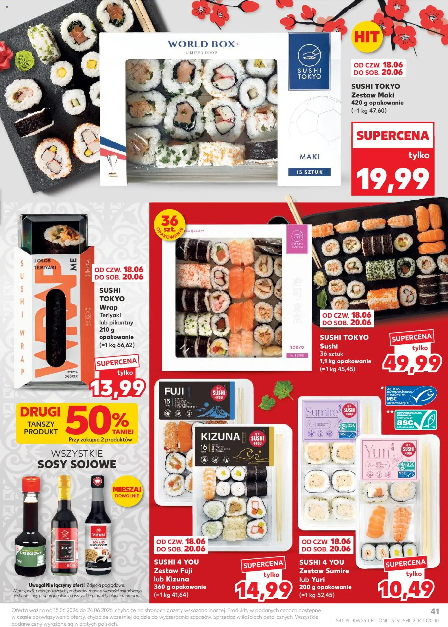 Kaufland Polsko leták od 18.06.2026 | Strana: 41 | Produkty: Losos, Sushi