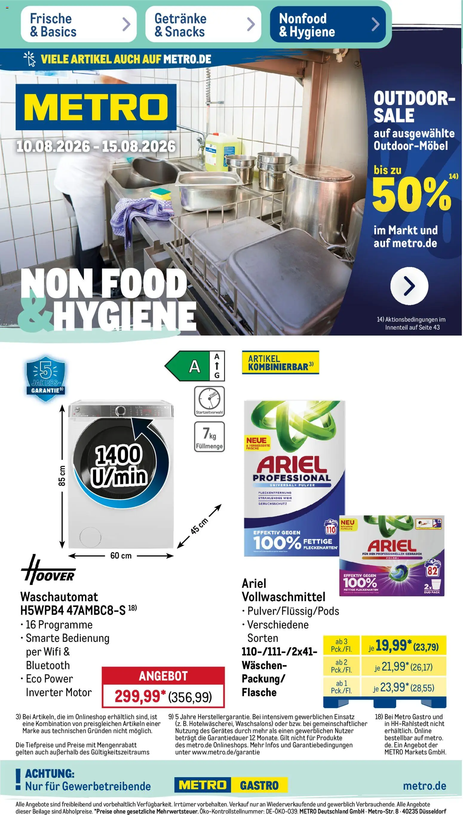 Metro NonFood-Angebote – gültig ab 10.08.2026 | Seite: 1 | Produkte: Ariel