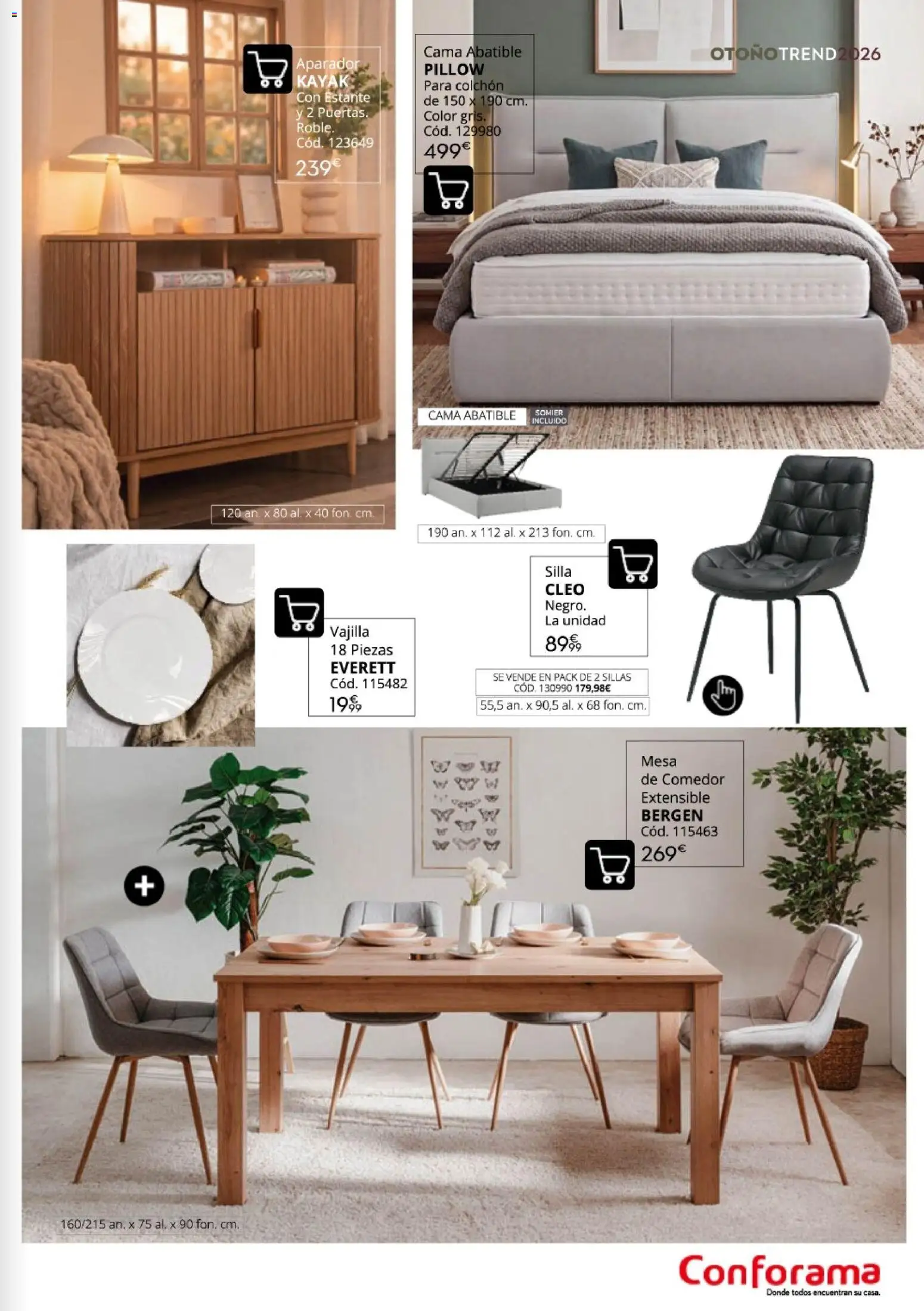 Conforama Guía de otoño 2026 │ válido desde el 30/09/2026 | Página: 13 | Productos: Somier, Vajilla, Mesa, Aparador