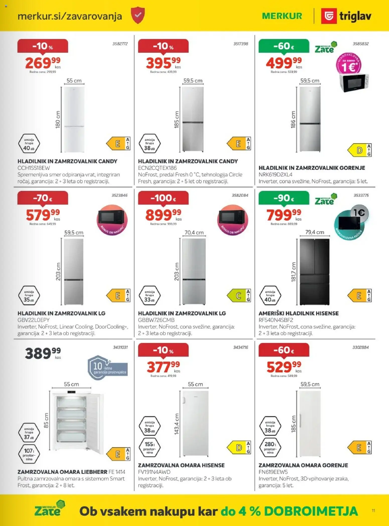 Novi Merkur katalog ponudbe – veljaven od 01.07.2026 | Stran: 11 | Izdelki: Hladilnik, Zamrzovalnik, Omara, Zamrzovalna omara
