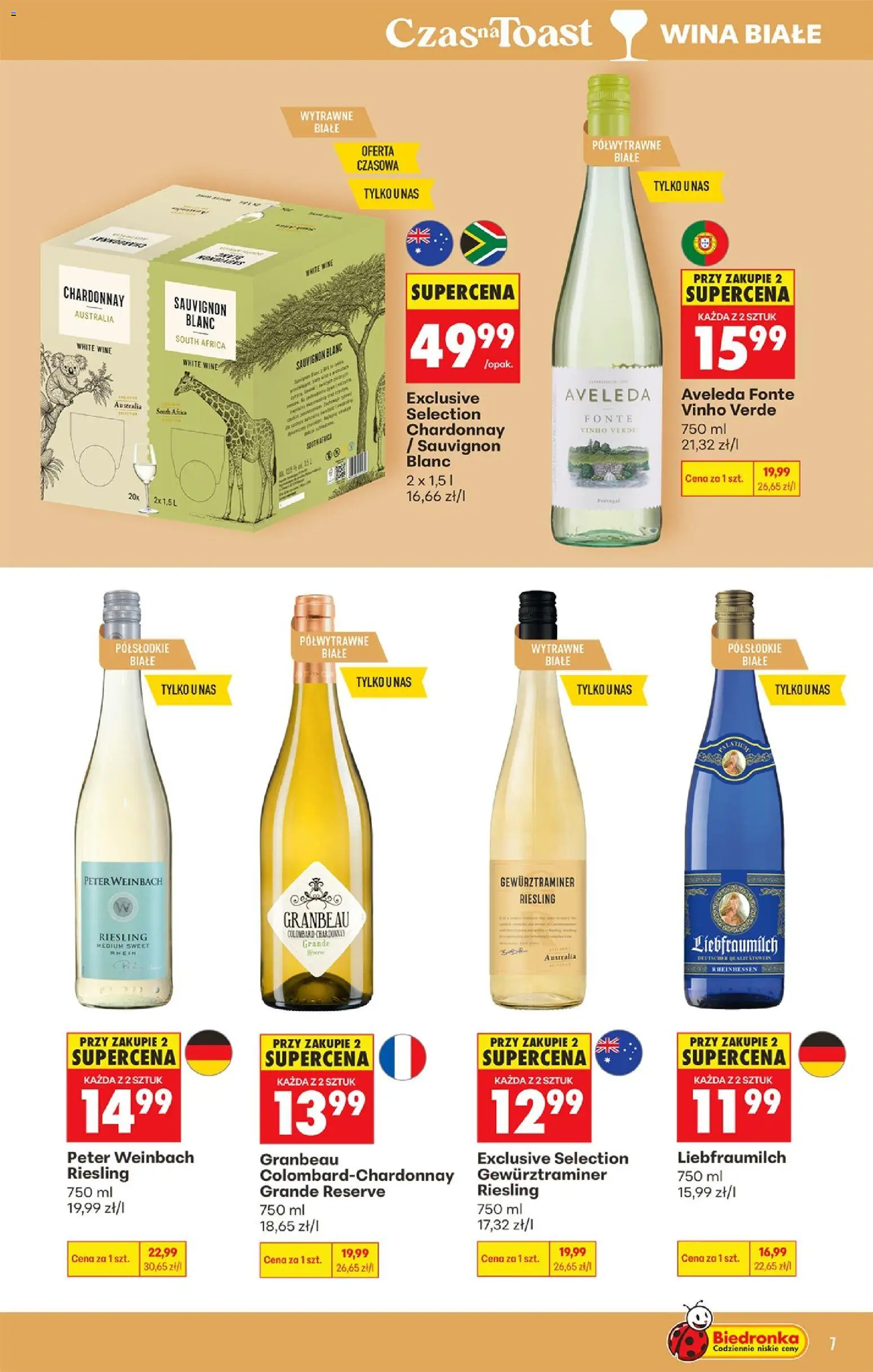 Biedronka gazetka - Czas na toast od 29.06.2026 | Strona: 7 | Produkty: Riesling, Chardonnay