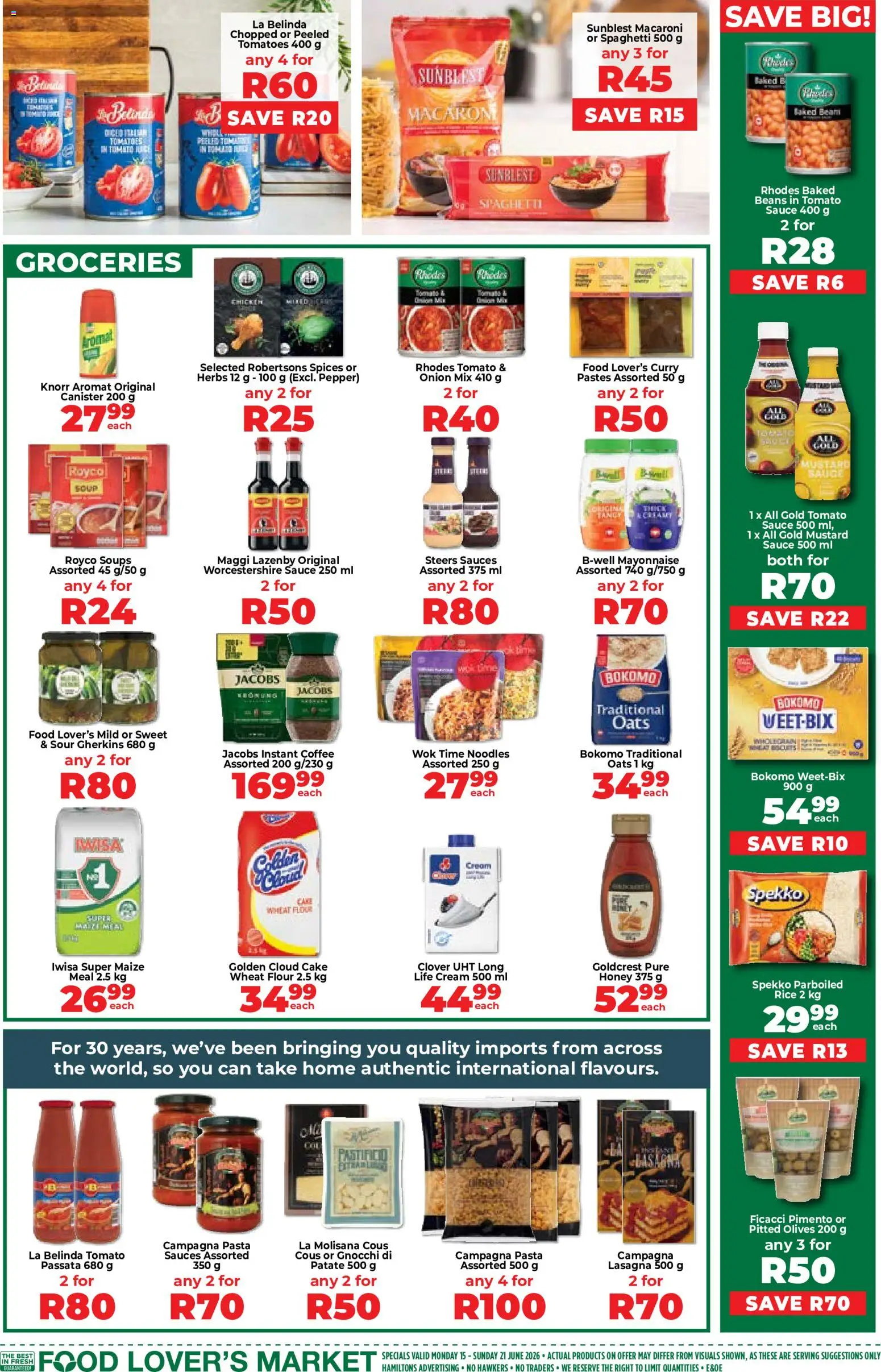 New Food Lover's Market catalogue – valid from 15.06.2026 | Page: 5 | Products: Baked beans, Pasta sauce, Coffee, Mustard