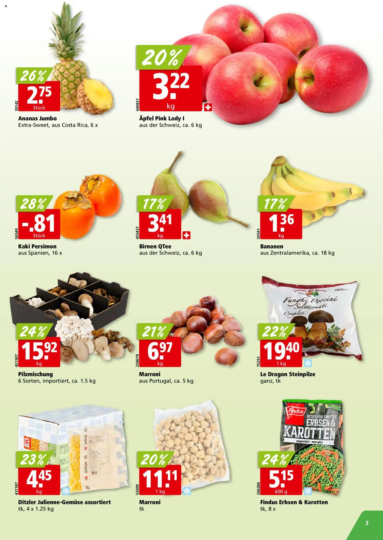 Aligro aktionen – gültig ab 12.10.2026 | Seite: 3 | Produkte: Äpfel, Bananen, Erbsen, Kaki