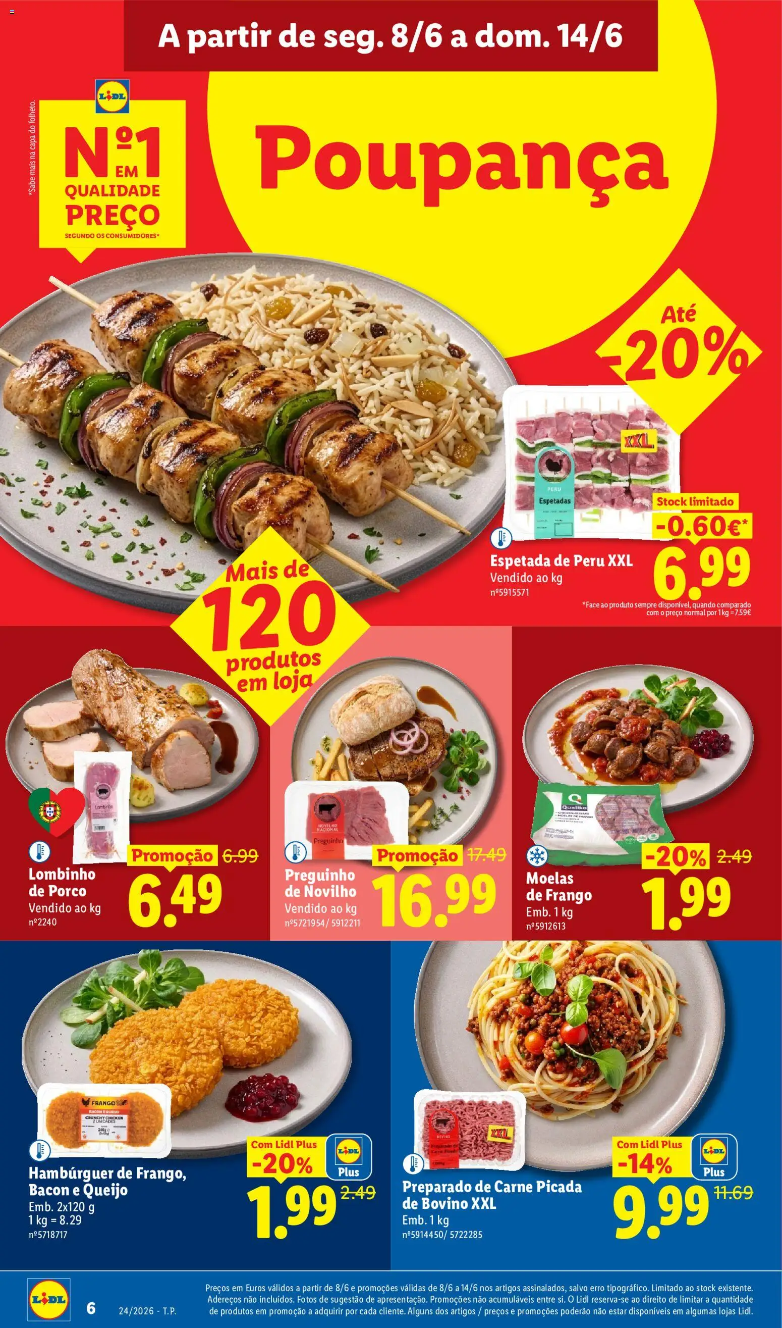 Lidl folheto │ válido de 08.06.2026 | Página: 6 | Produtos: Bacon, Frango, Peru, Carne
