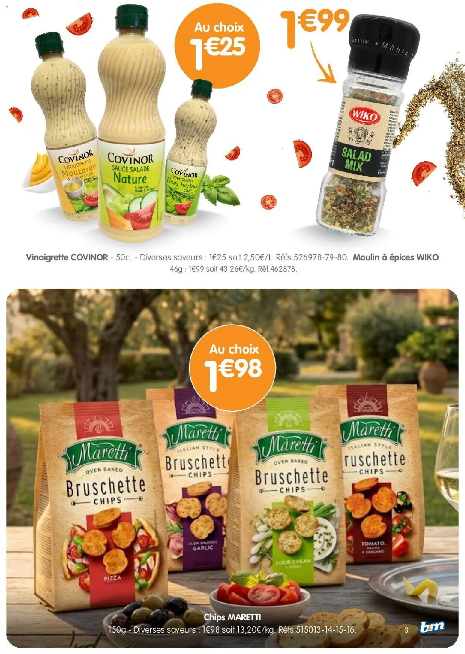 {H1} | Page: 3 | Produits: Salade, Sauce salade, Pizza, Chips