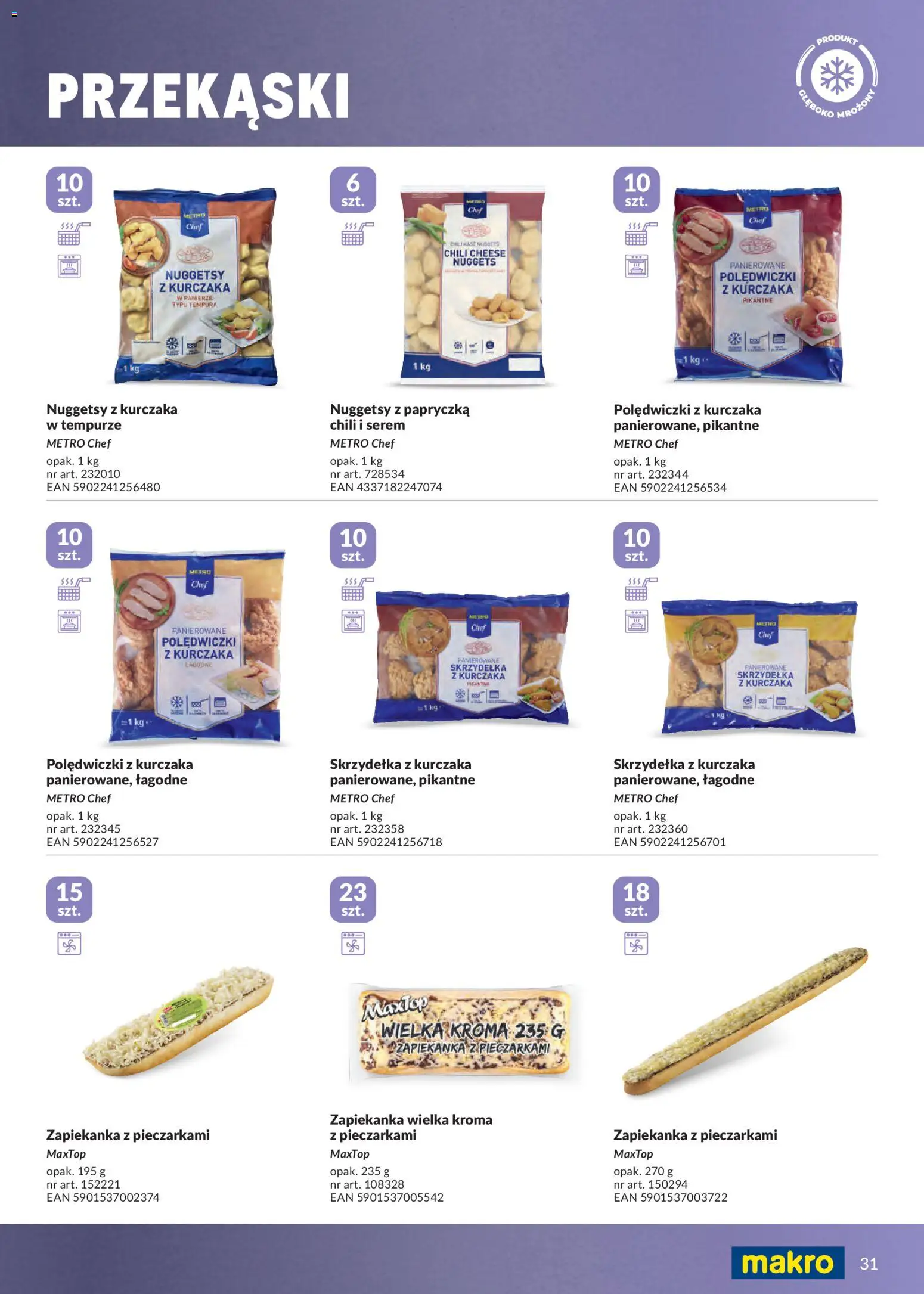 Makro gazetka - Mrożonki od 01.05.2026 | Strona: 31 | Produkty: Chili, Skrzydełka z kurczaka, Zapiekanka, Por