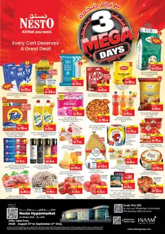 Preview of Nesto catalogue 3 MEGA DAYS valid from 31 Aug, 2026 | Page: 1 | Products: Chocolate, Tea, Soap, Deodorant